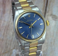 Vintage Rolex oyster perpetual 31 ladies gold & steel watch blue dial