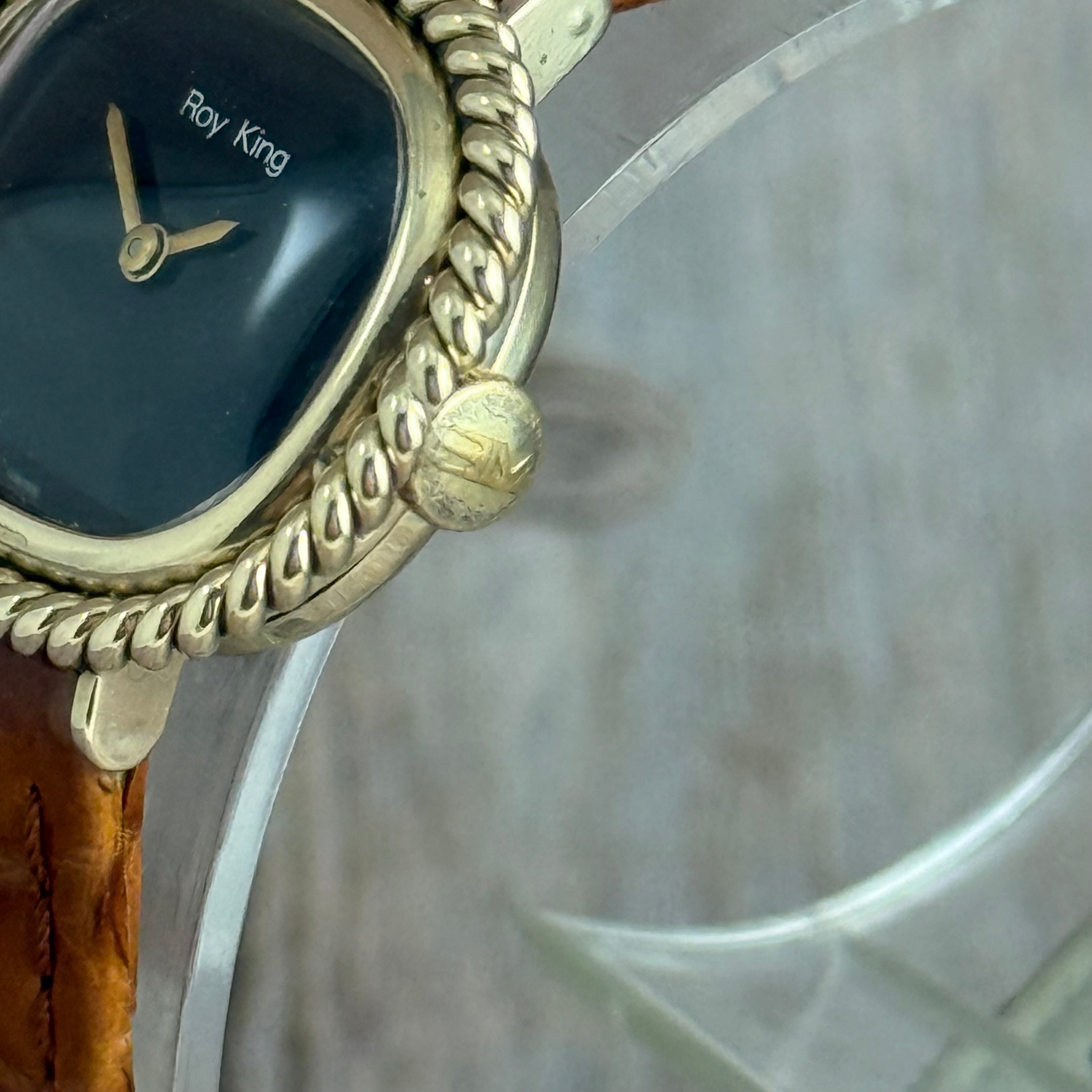 1970s Roy King 9ct solid gold ladies watch onyx dial boxed