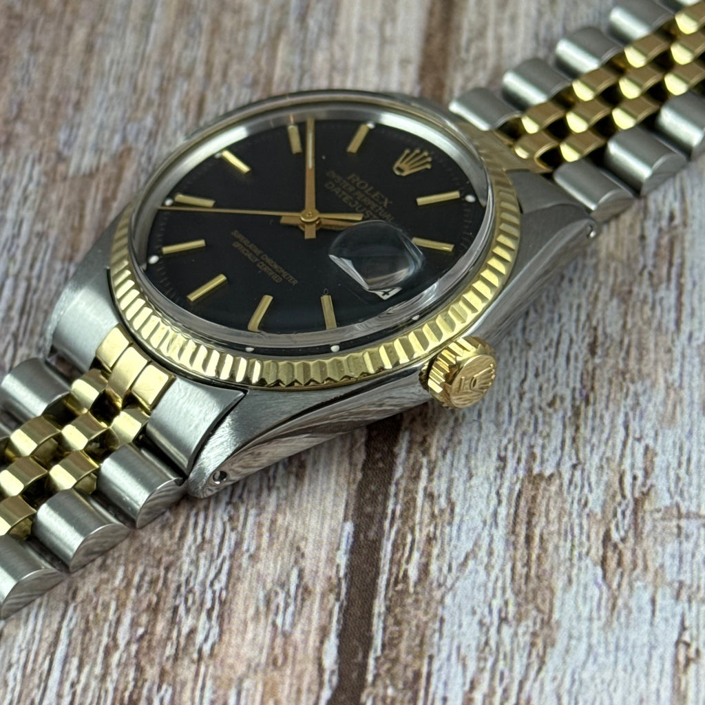 1972 Rolex Datejust 36 18k Gold & Steel 1601 Men’s Wrist Watch Vintage Box & tag