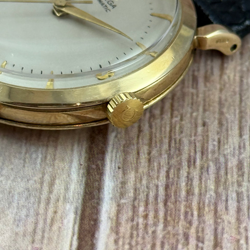 1957 9ct omega Automatic Men’s Solid Gold Dress Watch 35mm boc and papers COLLECTORS SET