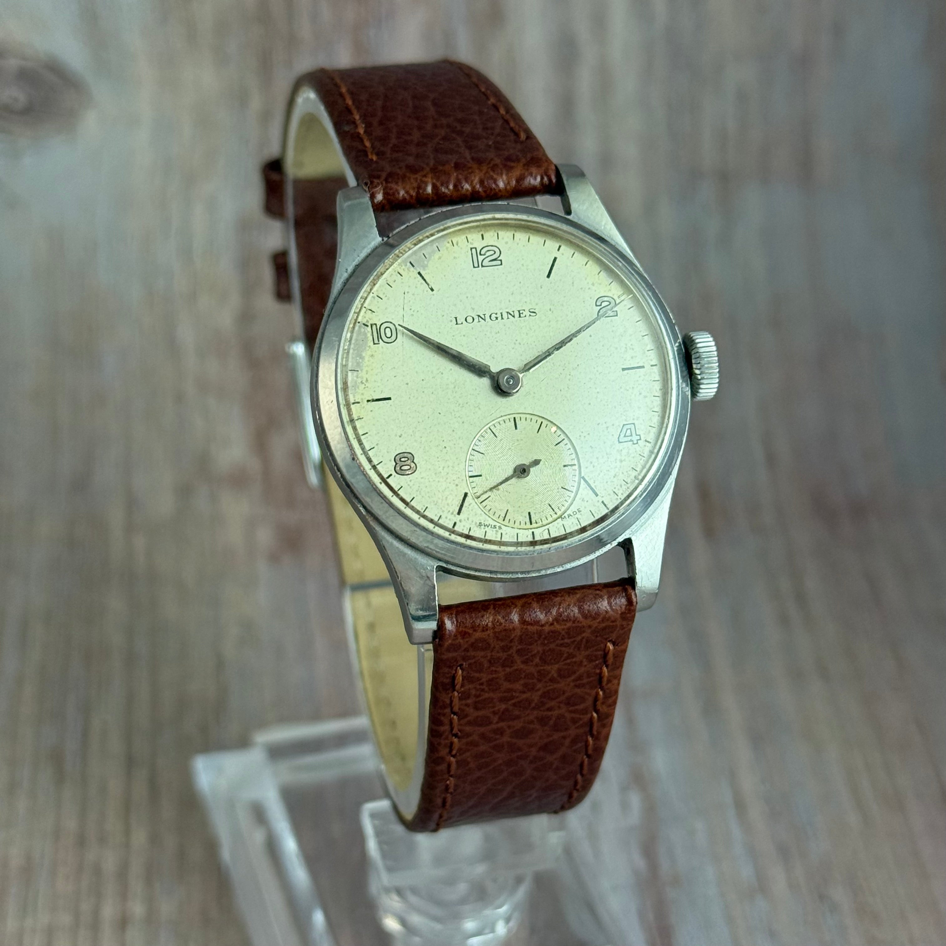 1950s Longines Arabic Dial Men’s Manual Wind Sub Dial Watch 31mm