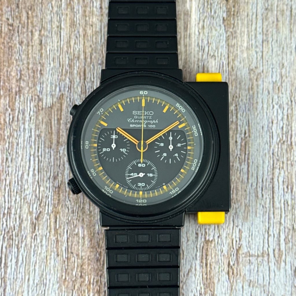 1980s Seiko Aliens movie “Ripley” Quartz Chronograph Watch Giorgio Giugiaro PVD (7A28-7009)
