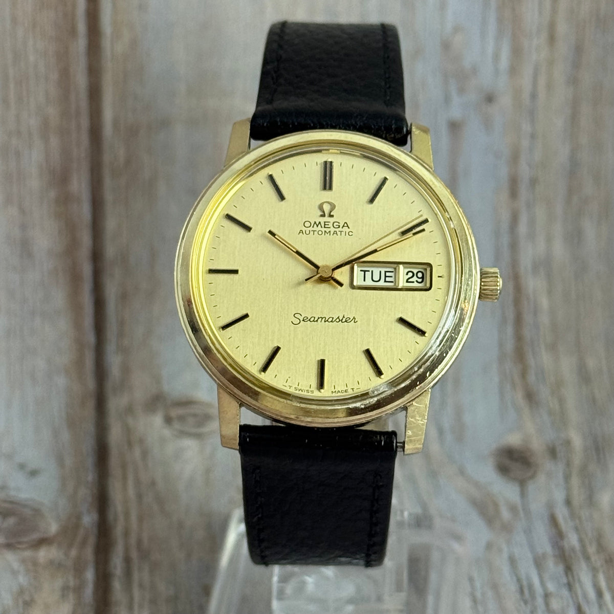 Vintage Omega Seamaster automatic men’s day-date wrist watch gold plated SERVICED