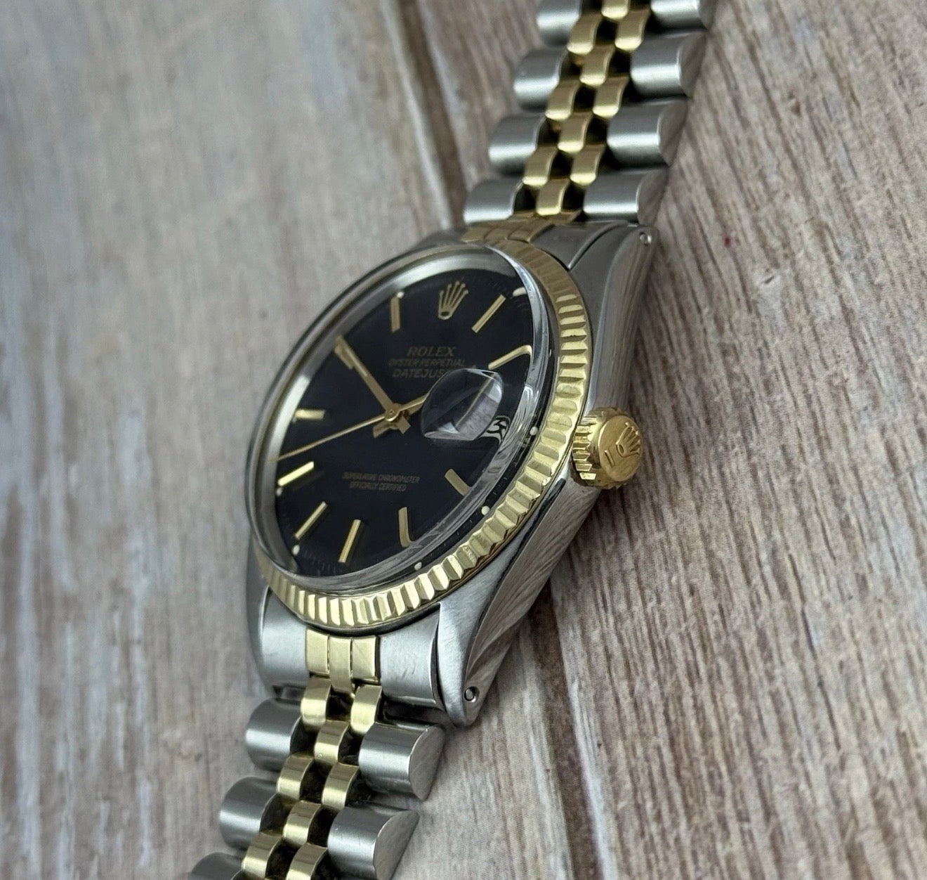 1972 Rolex Datejust 36 18k Gold & Steel 1601 Men’s watch Boxed black dial