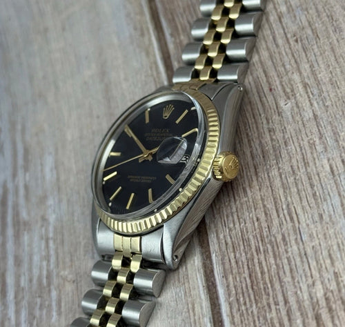 1972 Rolex Datejust 36 18k Gold & Steel 1601 Men’s watch Boxed black dial