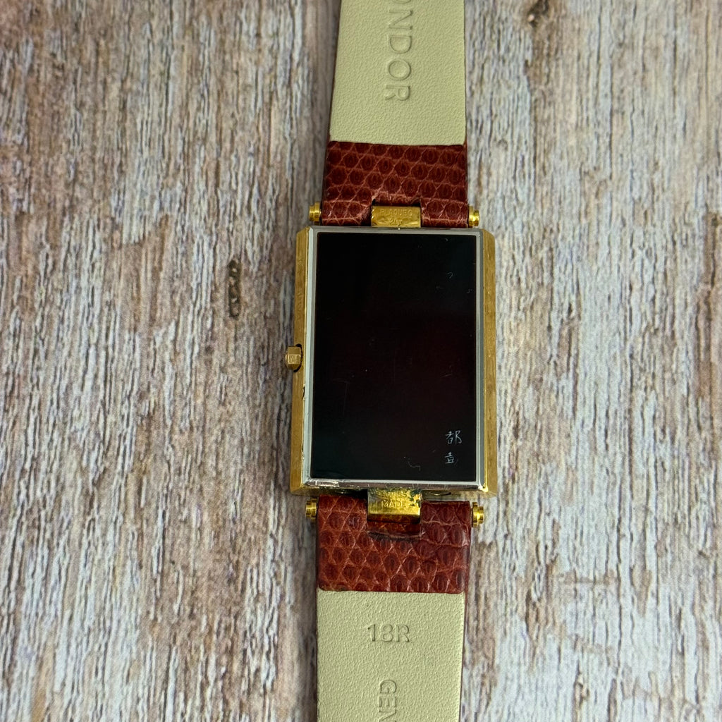 1980s S T Dupont Chinese Lacquer Quartz Oversized Tank Mens Watch