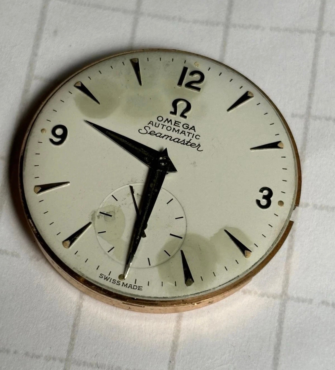 1954 Omega Seamaster Automatic Men’s Steel Wrist Watch “moon Crater” Patina Dial