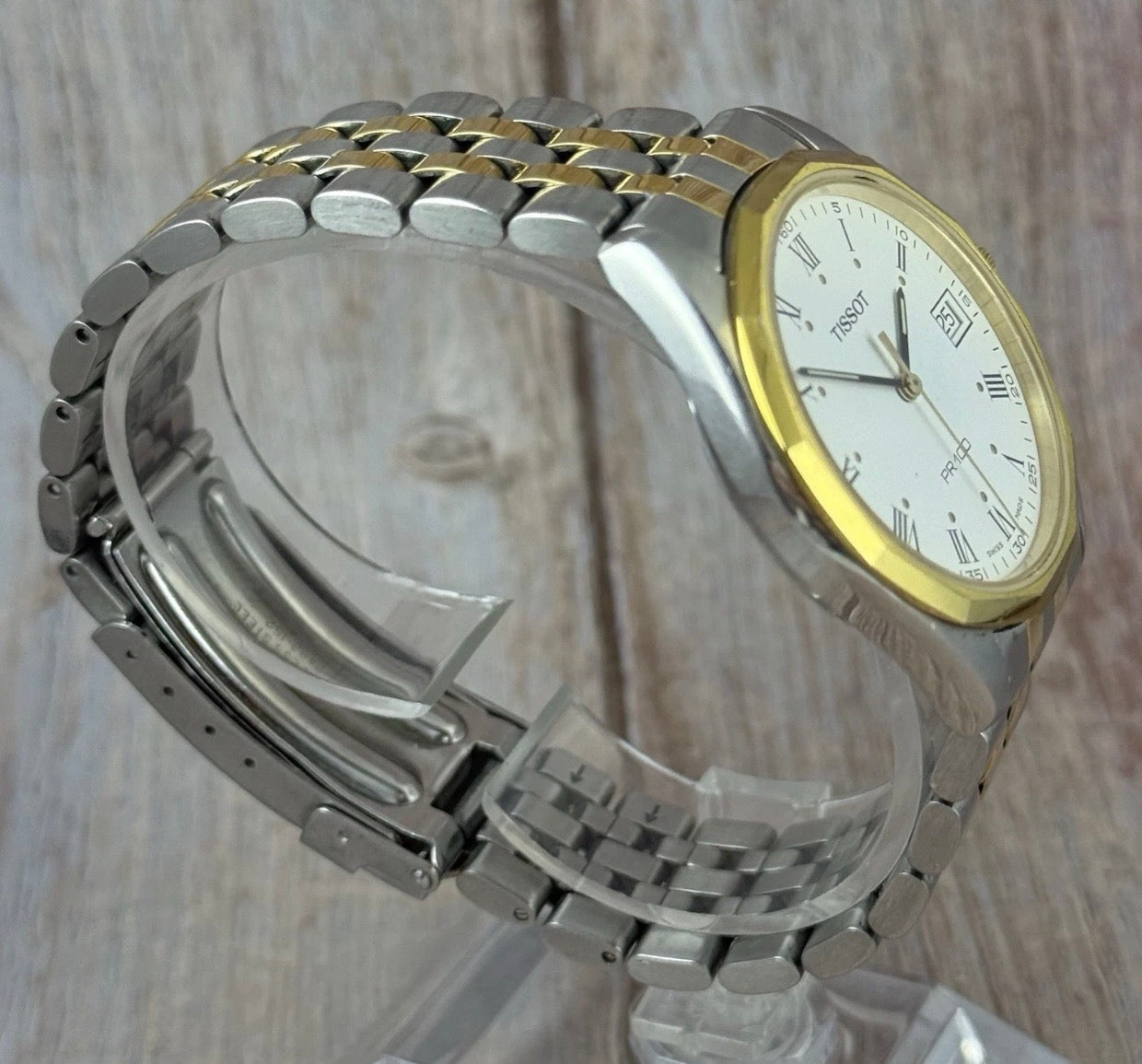 Vintage Tissot PR 100 Men’s Gold & Steel Wrist Watch 35mm Mens MINT
