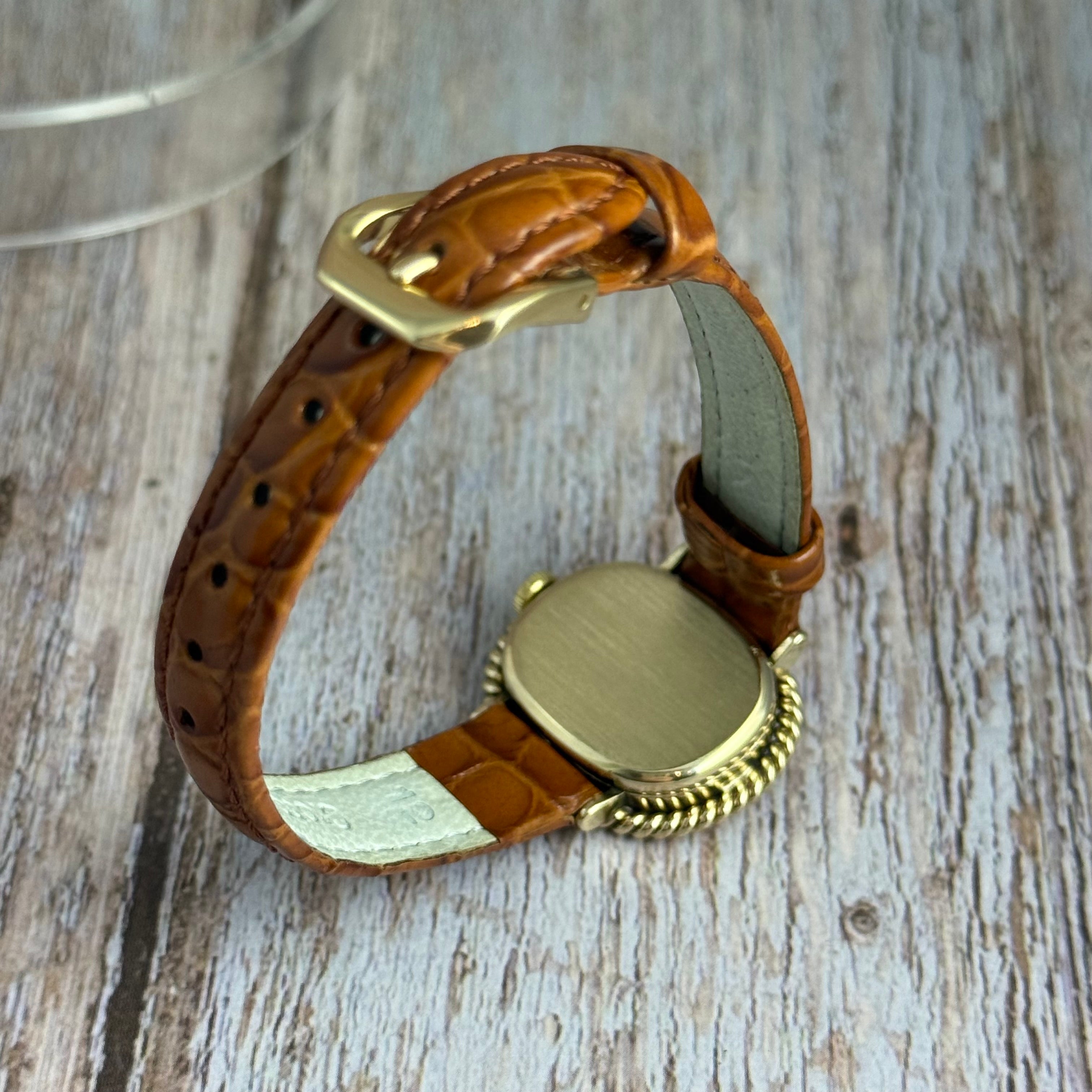 1970s Roy King 9ct solid gold ladies watch onyx dial boxed