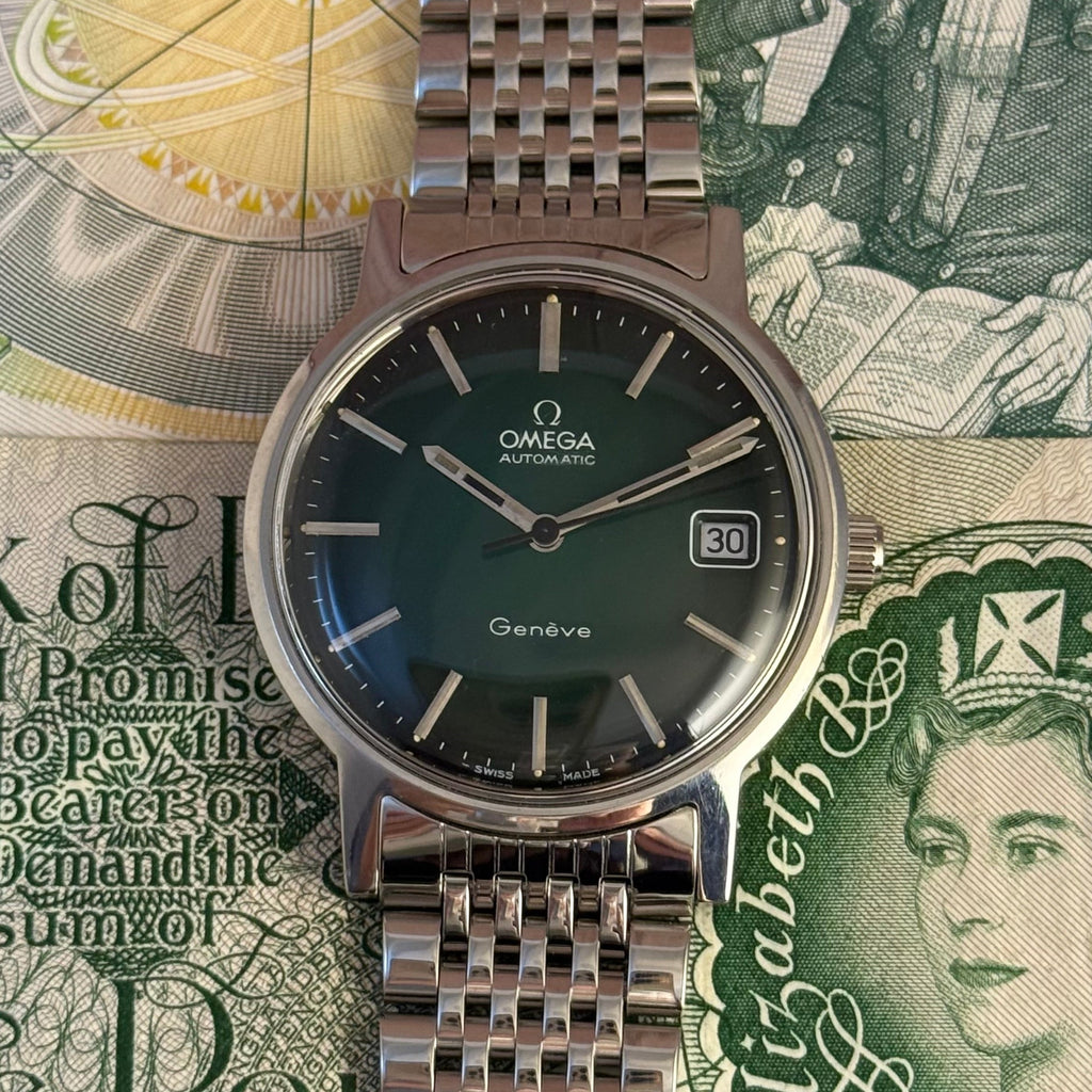1972 Omega automatic Genéve green “money” dial men’s wrist watch