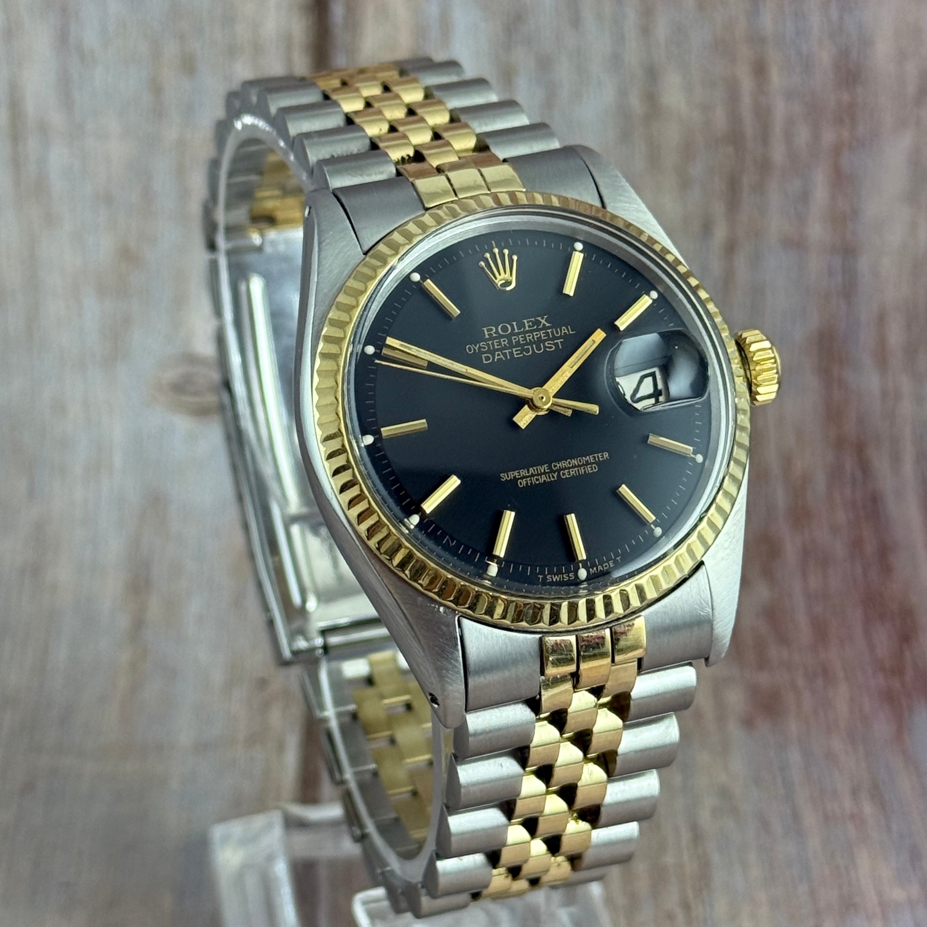 1972 Rolex Datejust 36 18k Gold & Steel 1601 Men’s Wrist Watch Vintage Boxed
