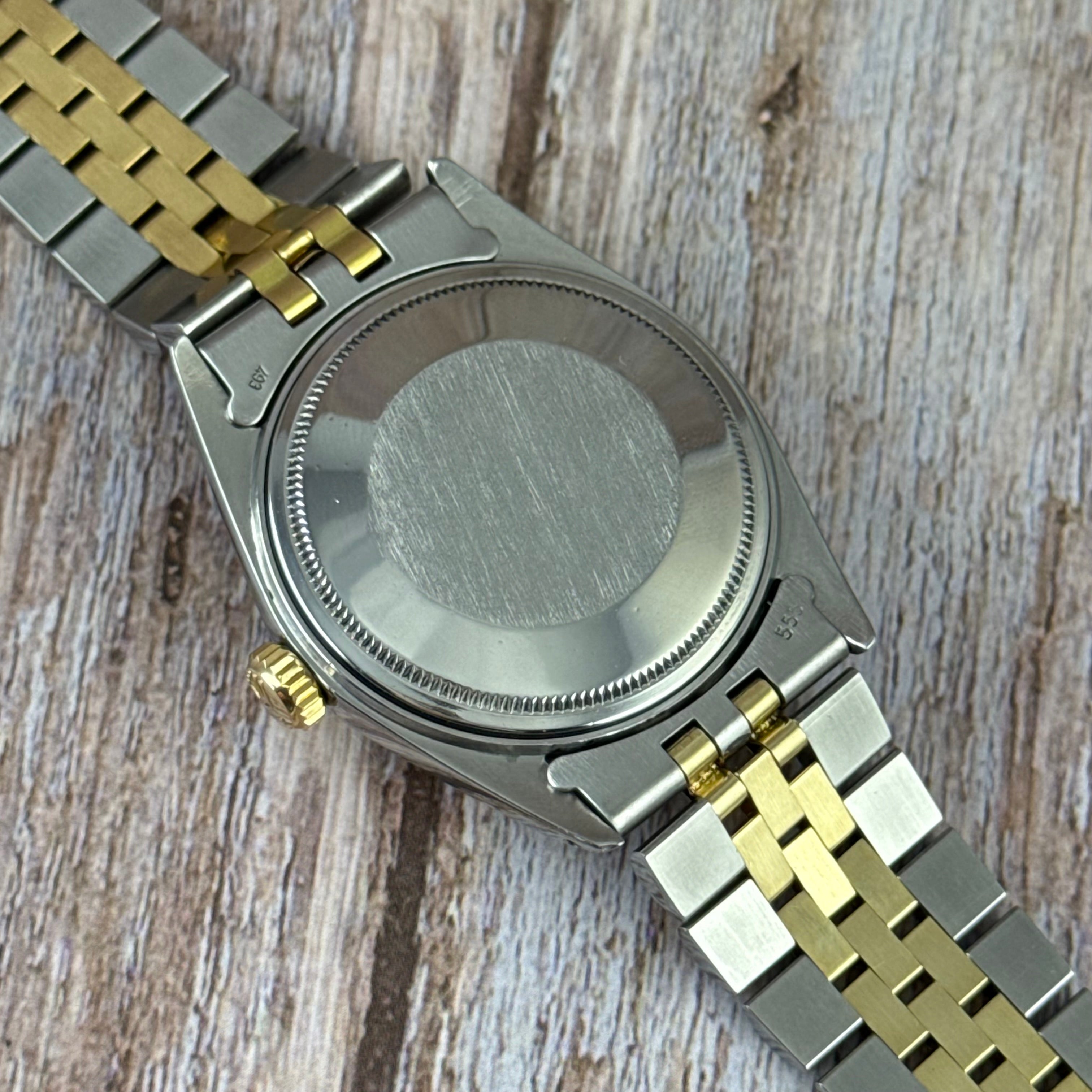 1972 Rolex Datejust 36 18k Gold & Steel 1601 Men’s Wrist Watch Vintage Box & tag