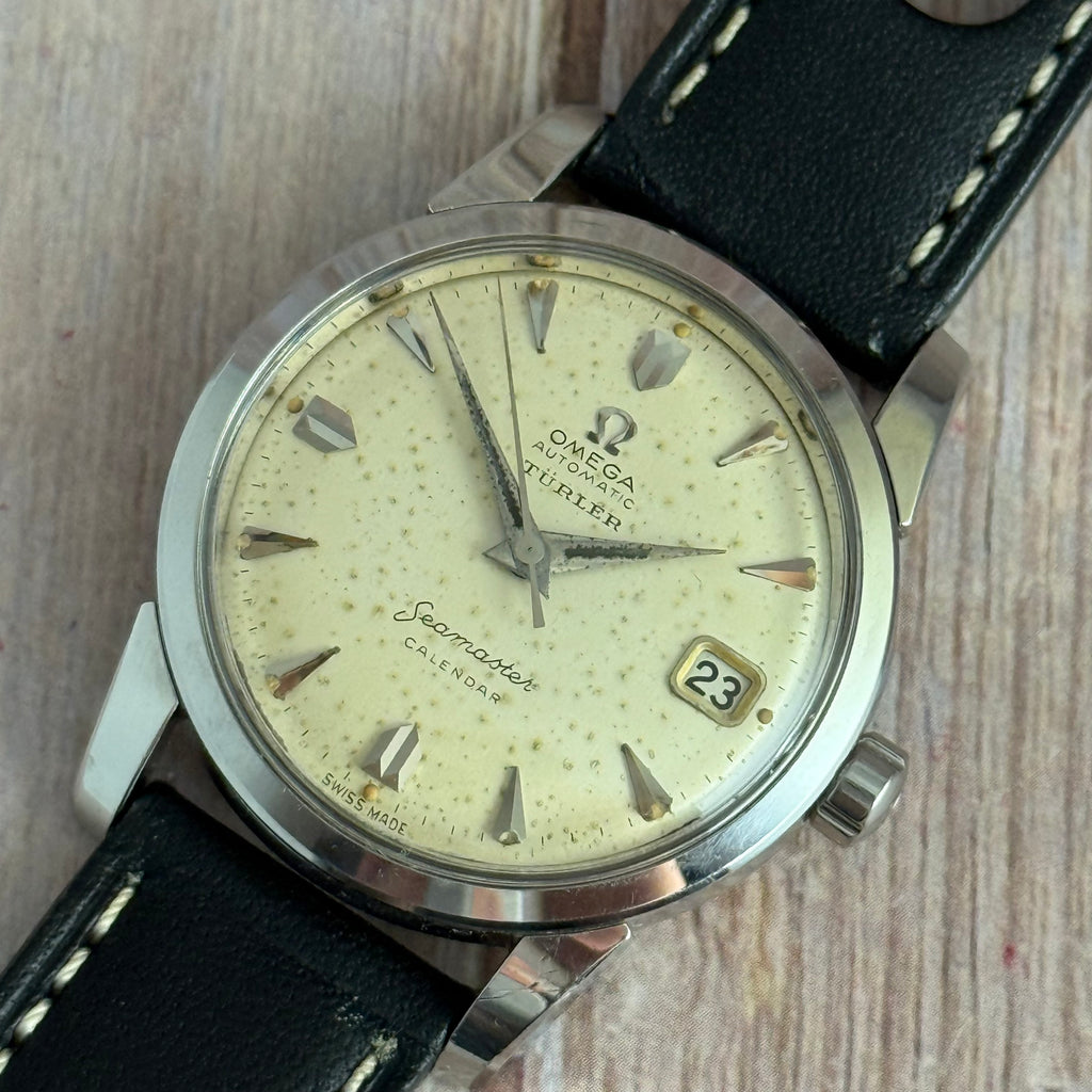 1958 Omega double signed “Türler’ seamaster calendar men’s automatic wrist watch