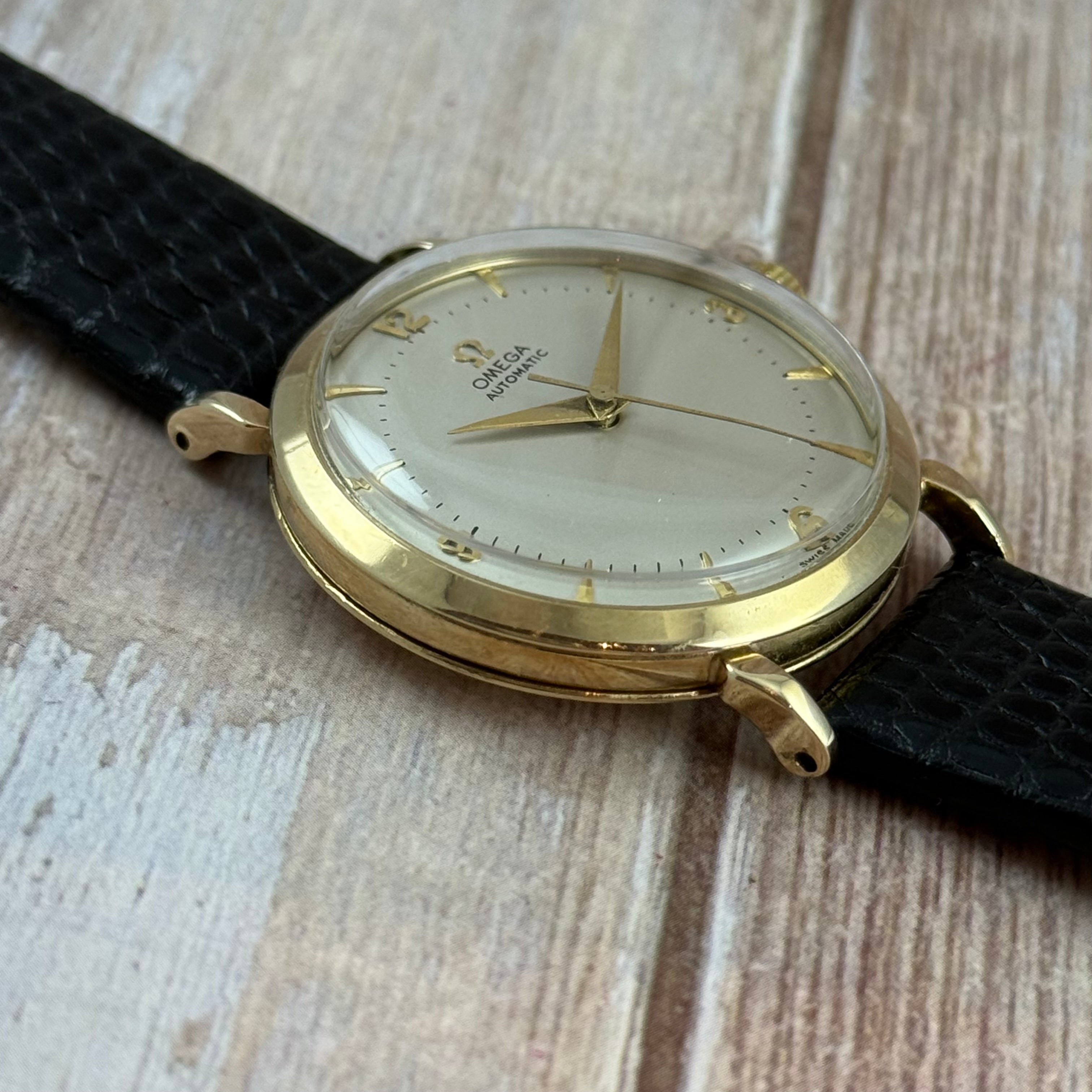 1957 9ct omega Automatic Men’s Solid Gold Dress Watch 35mm boc and papers COLLECTORS SET