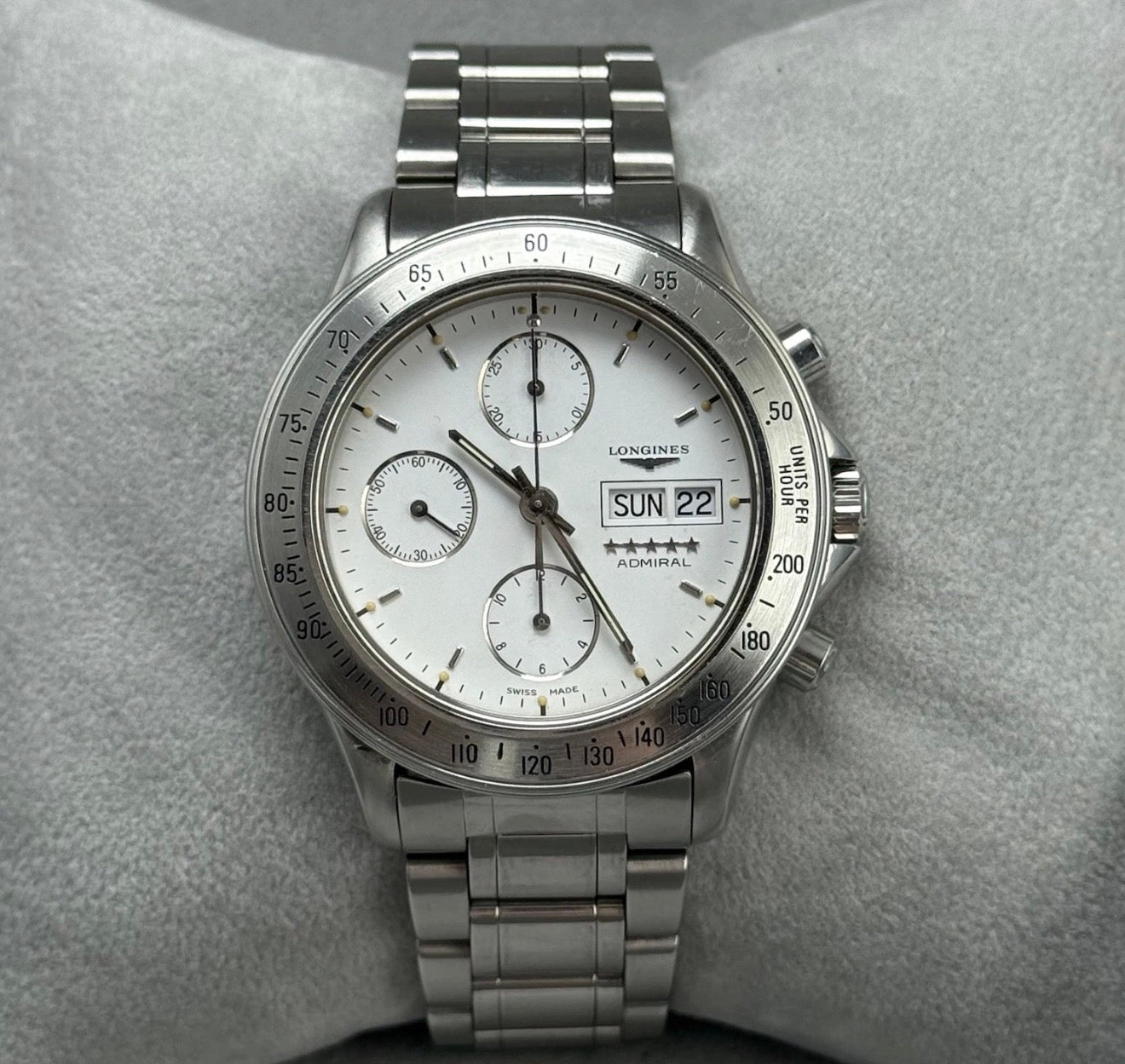 1998 Longines Admiral Automatic Chronograph Men’s Steel Watch 40mm Boxed