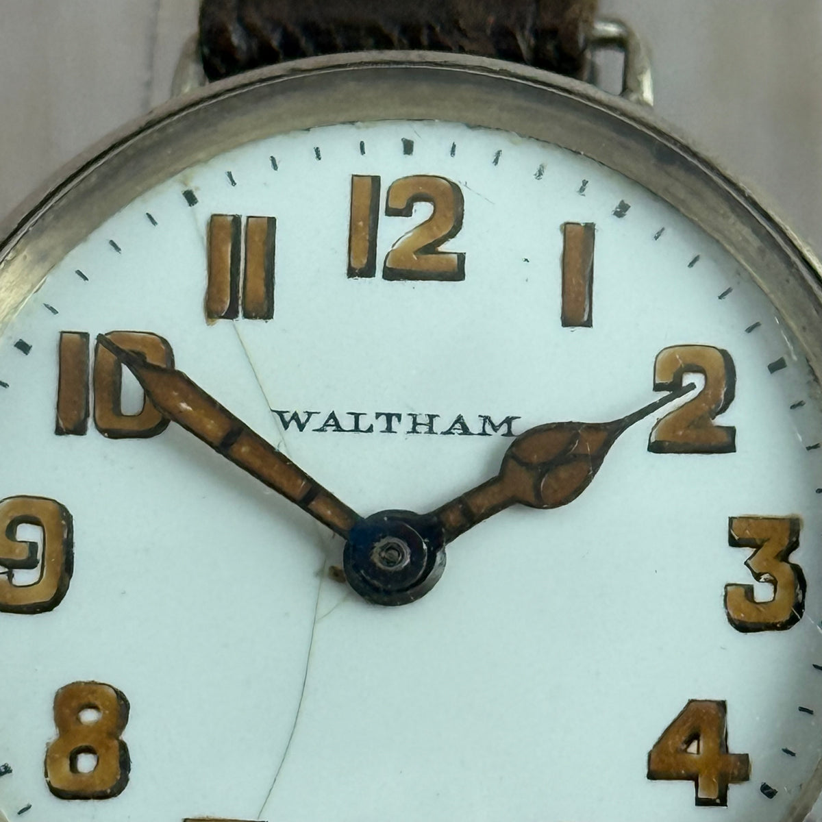 1910s Waltham Officers Trench wrist watch .925 solid silver case military style