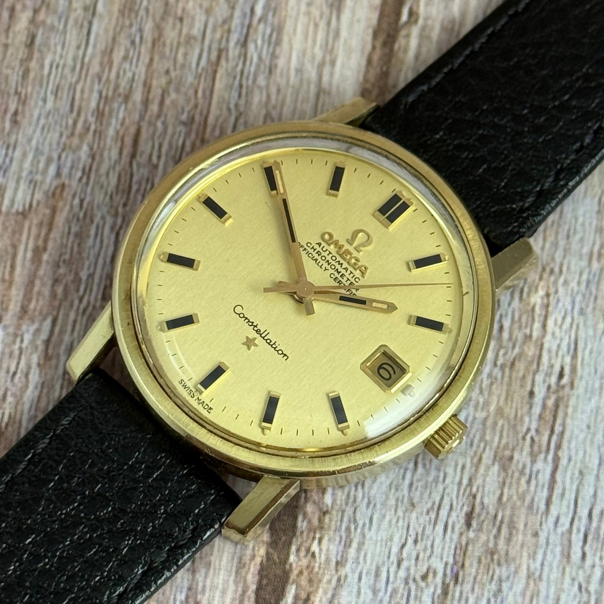 1970 Omega Constellation automatic chronometer gold plated men’s watch quickset
