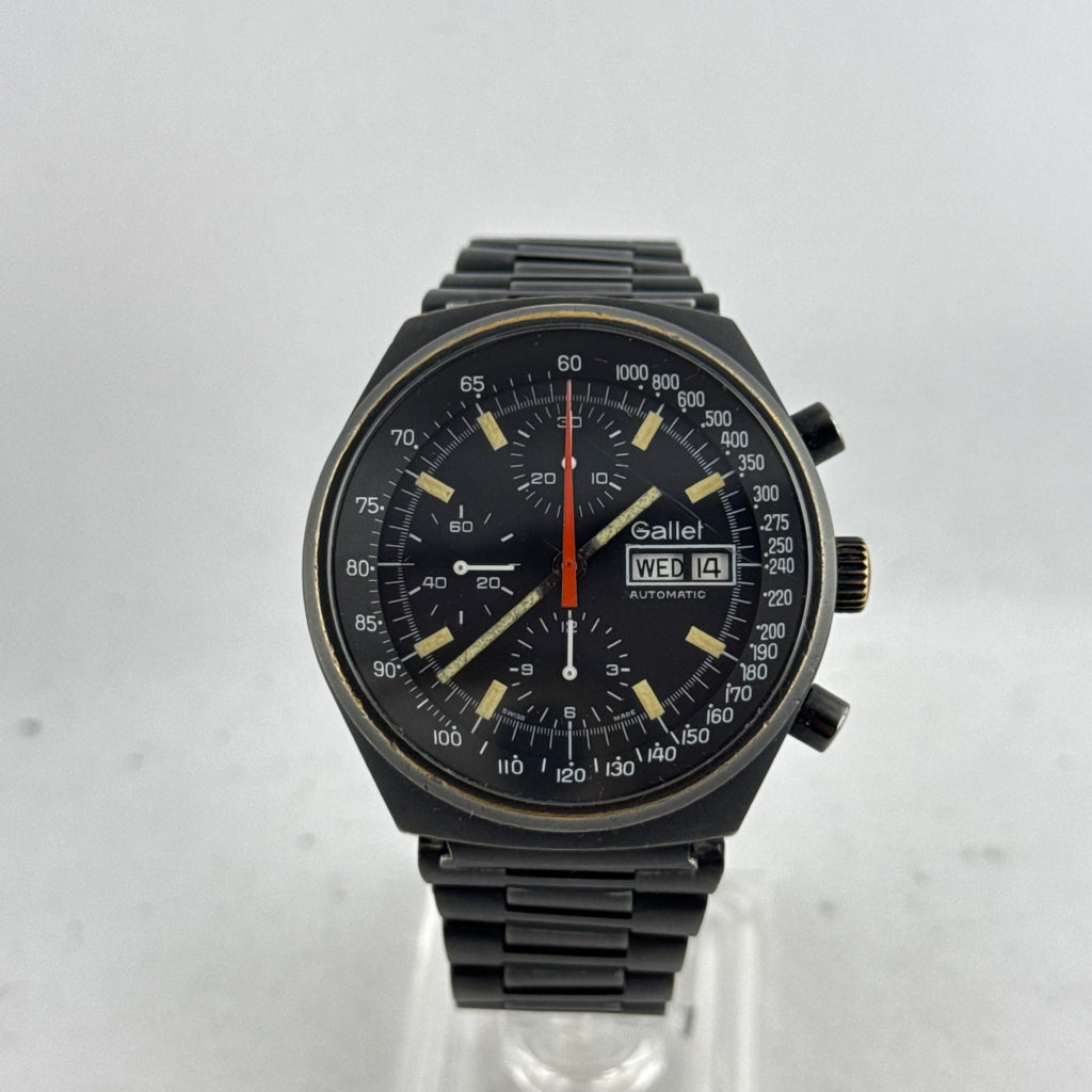 1980s Gallet Multichron 12 Automatic Chronograph PVD 'Valjoux Cal. 7750' "Top Gun"