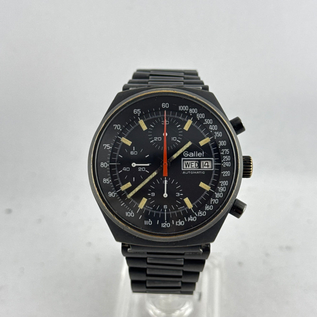 1980s Gallet Multichron 12 Automatic Chronograph PVD 'Valjoux Cal. 7750' "Top Gun"