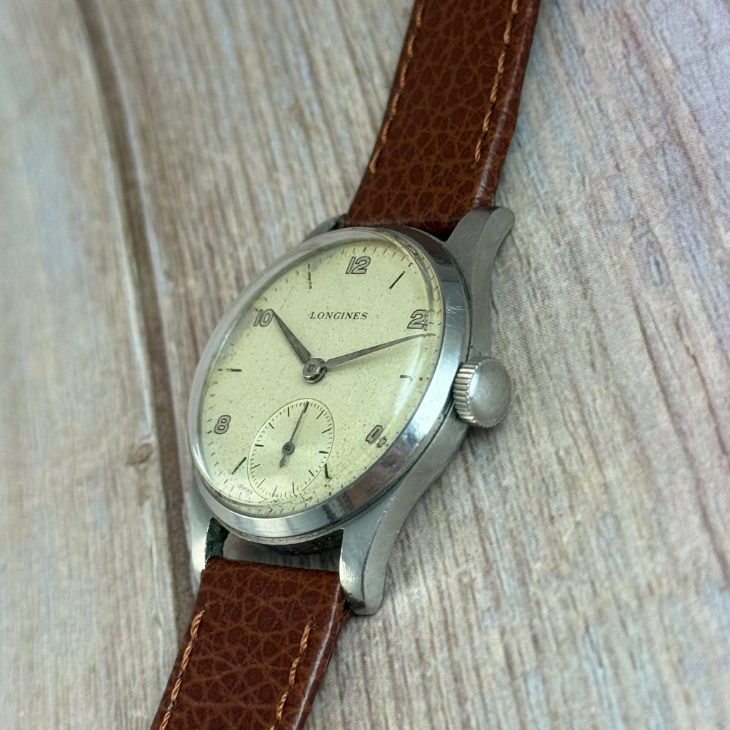 1950s Longines Arabic Dial Men’s Manual Wind Sub Dial Watch 31mm