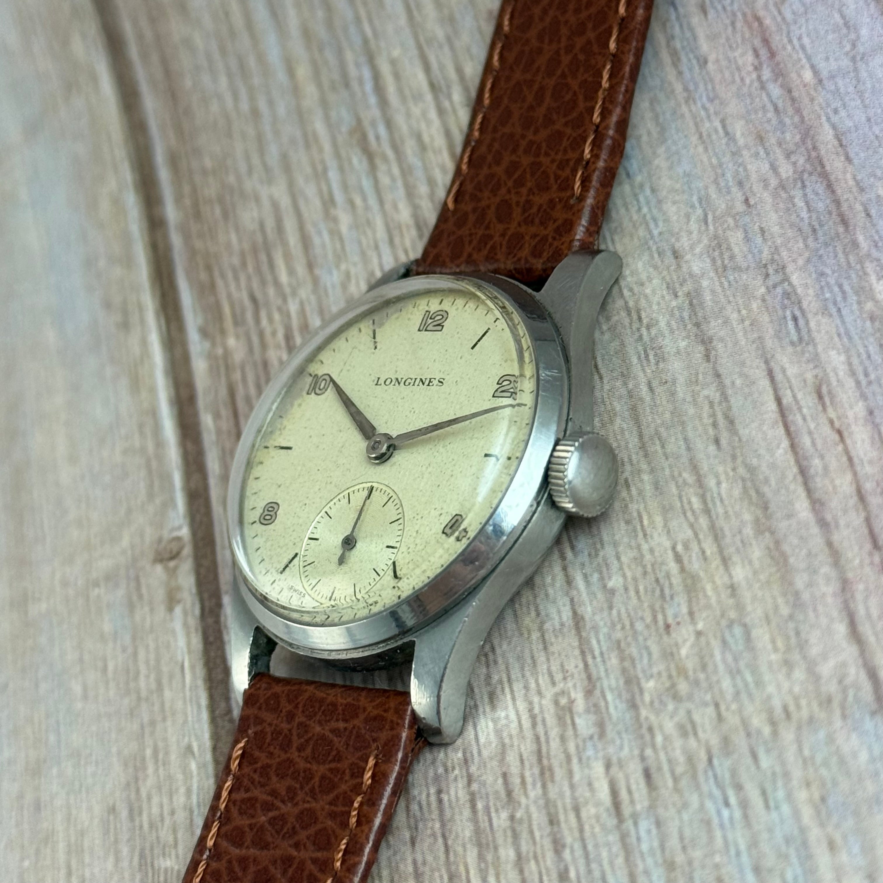 1950s Longines Arabic Dial Men’s Manual Wind Sub Dial Watch 31mm