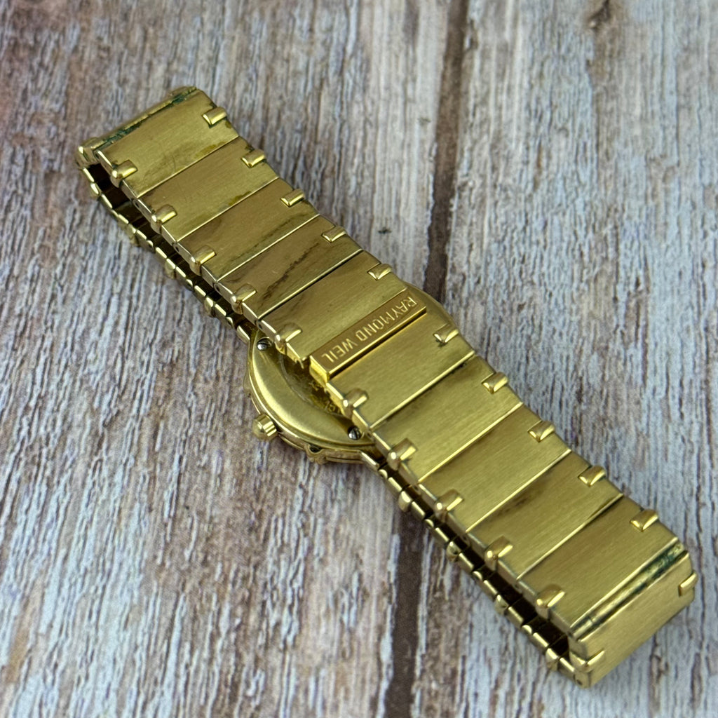 Neo vintage Raymond Weil Coliseum ladies wrist watch diamond dial 18K plated