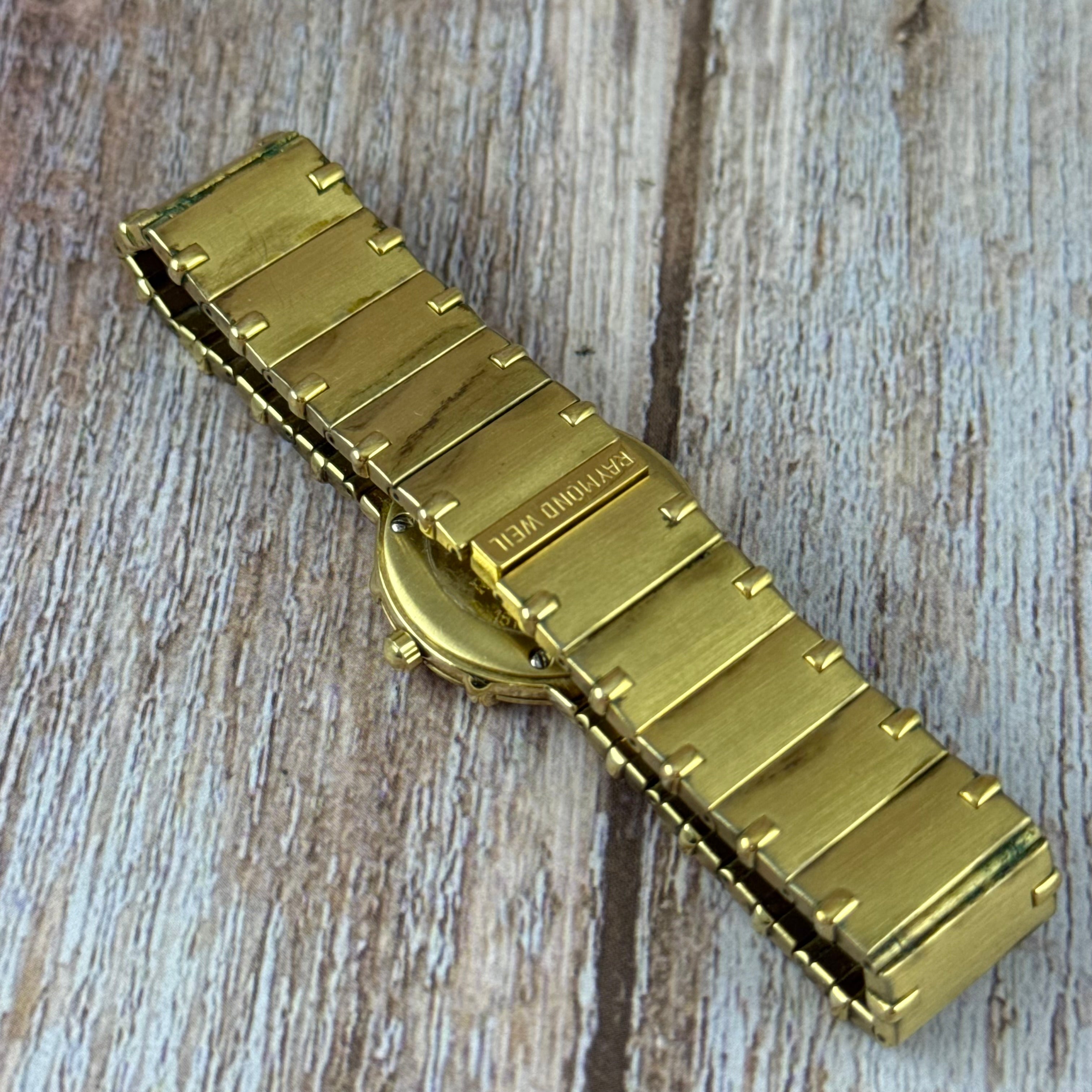 Neo vintage Raymond Weil Coliseum ladies wrist watch diamond dial 18K plated