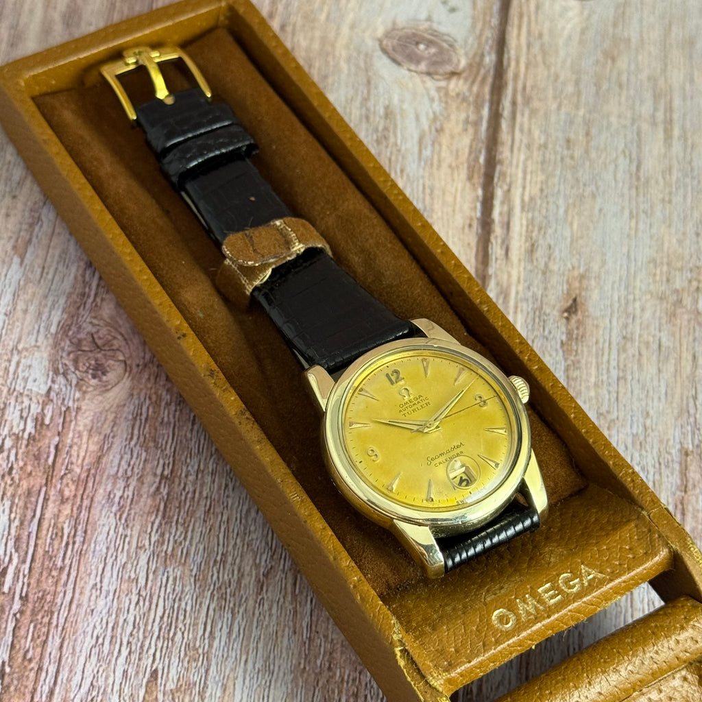 1952 Omega Seamaster Türler double signed dial men’s automatic calendar wrist watch watch boxed
