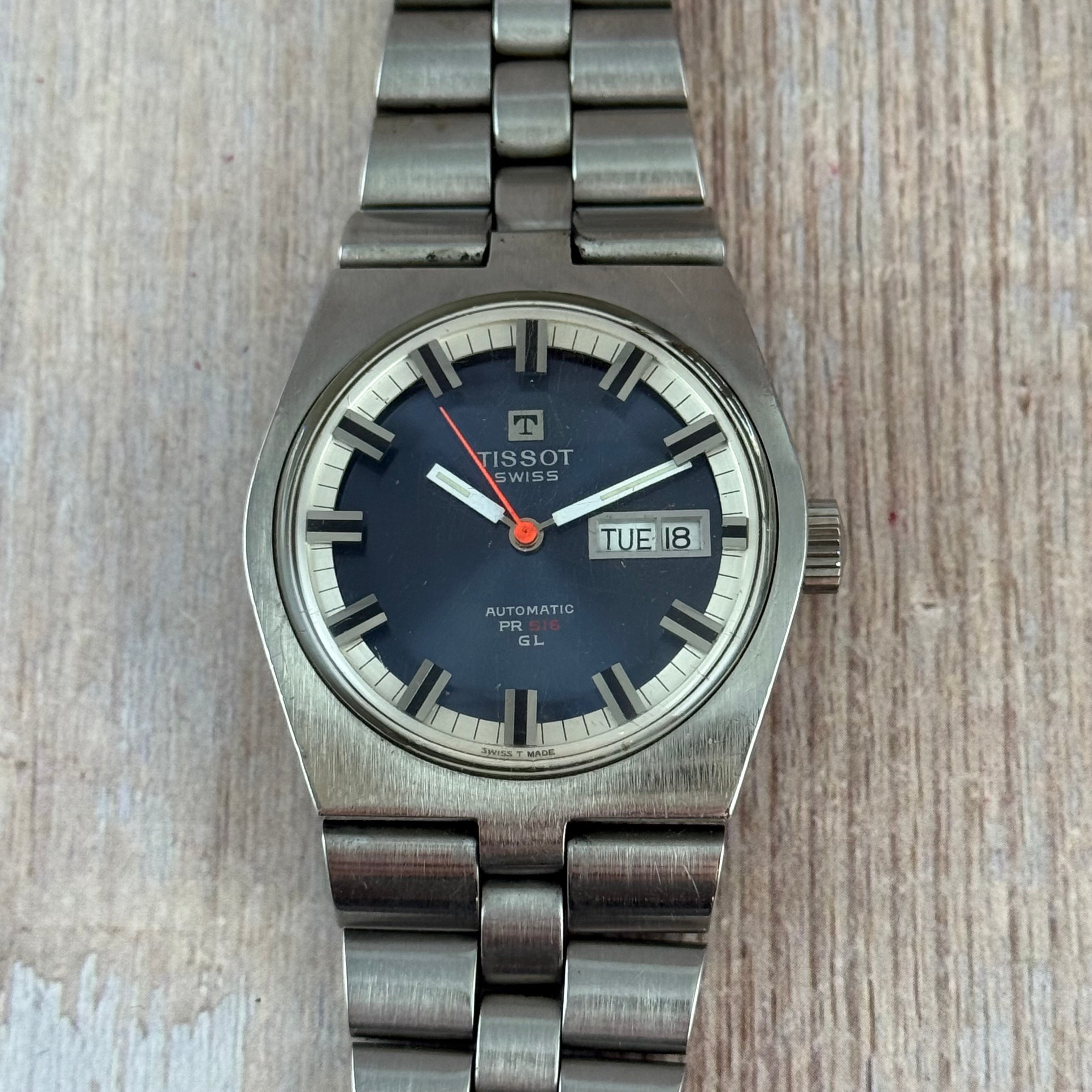1970s Tissot PR516 GL “arnie” men’s Automatic Wrist Watch 36mm Working Boxed