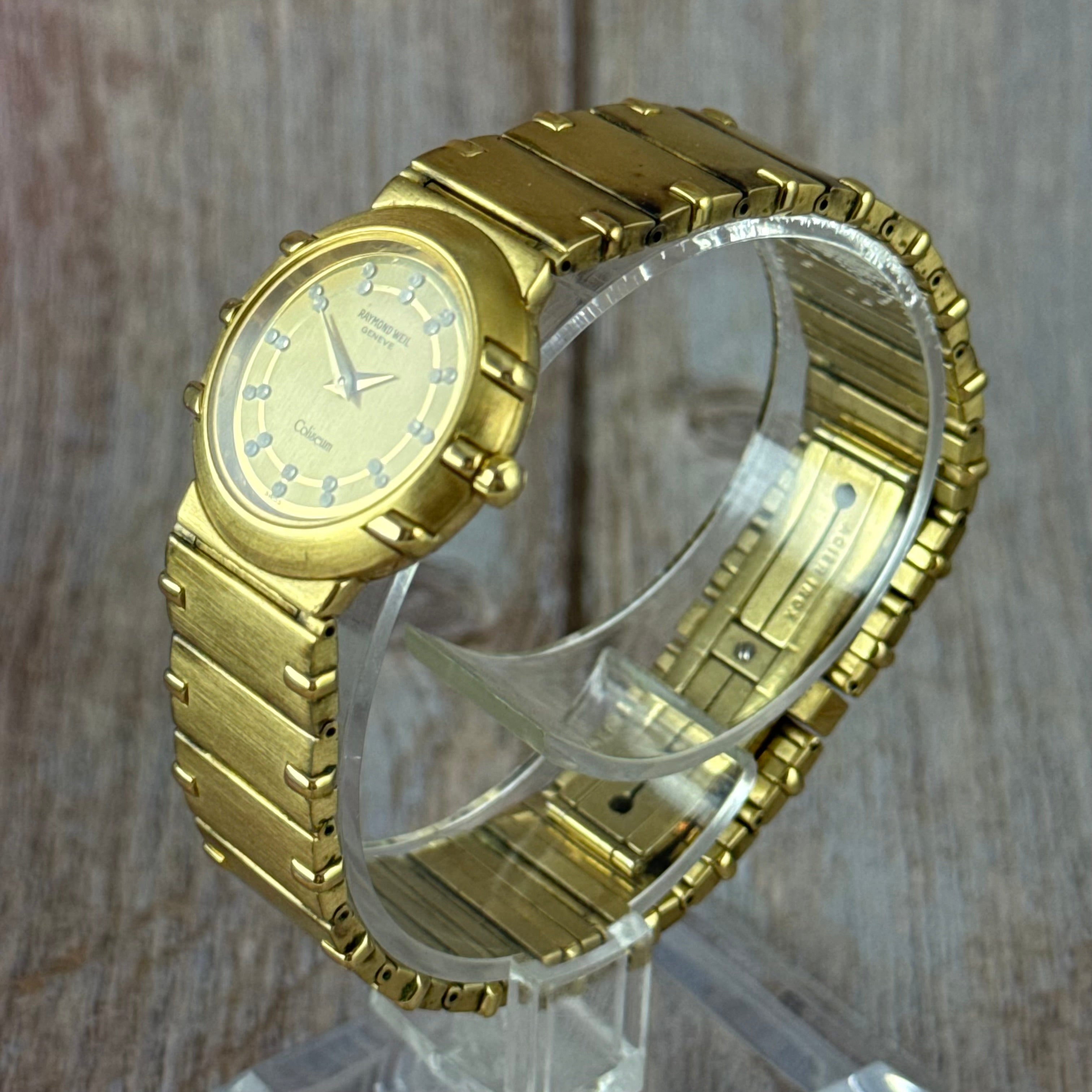 Neo vintage Raymond Weil Coliseum ladies wrist watch diamond dial 18K plated