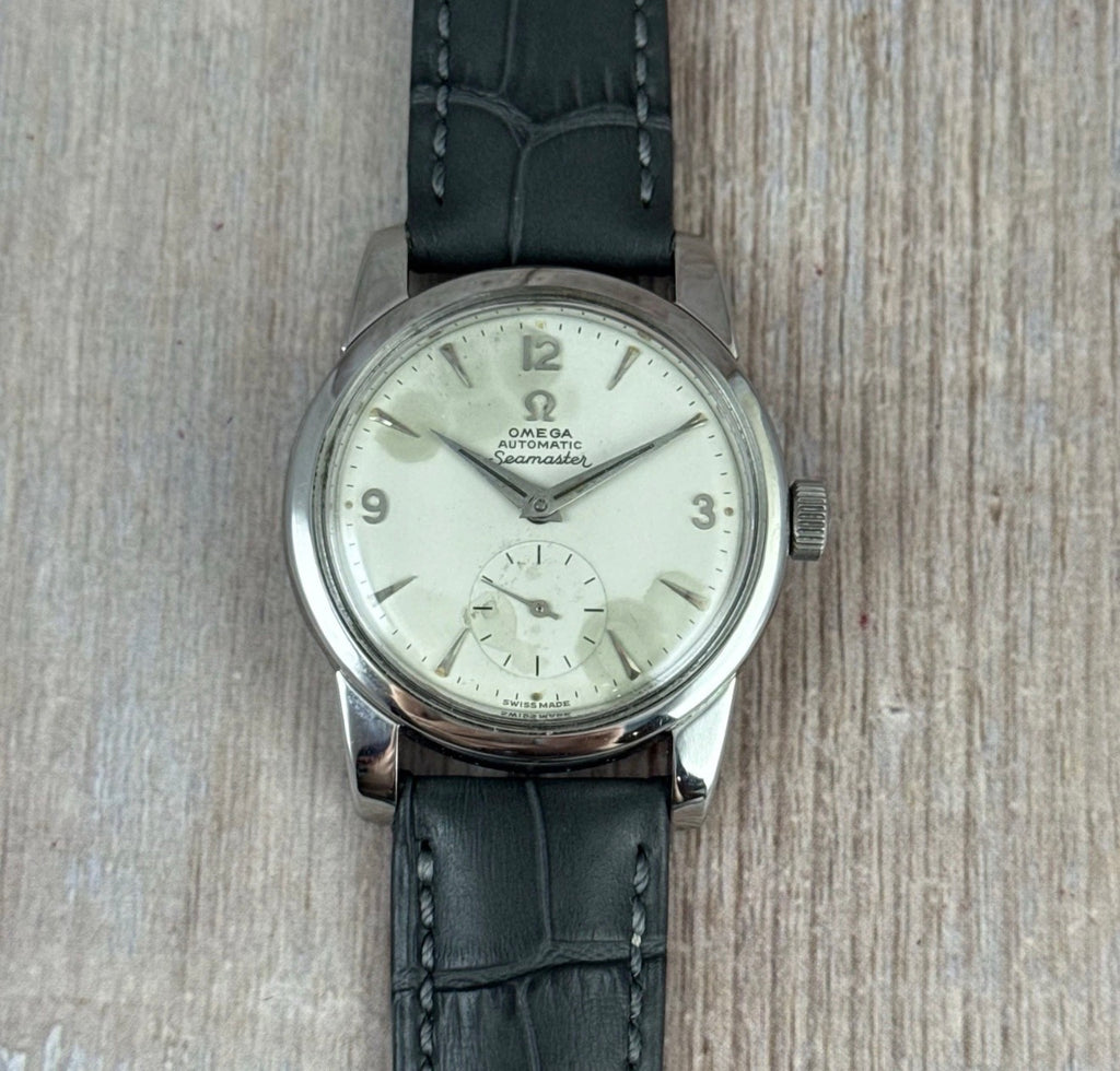 1954 Omega Seamaster Automatic Men’s Steel Wrist Watch “moon Crater” Patina Dial