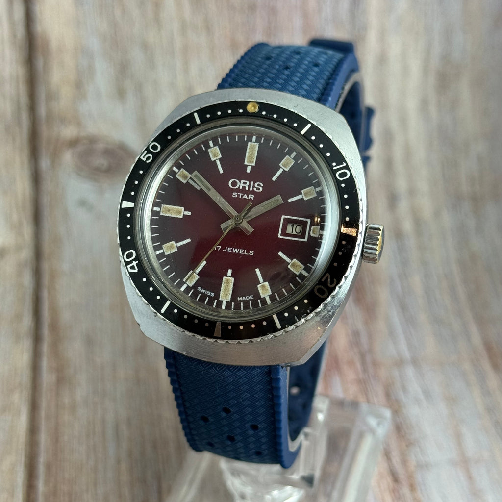 1960s Oris star men’s skin divers watch “oxblood” dial 37mm SERVICED