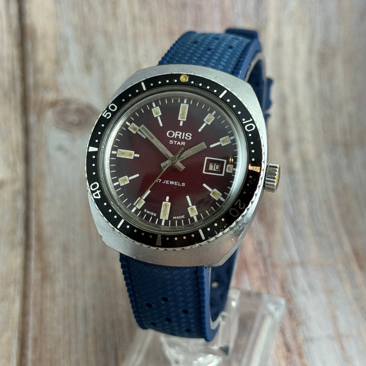 1960s Oris star men’s skin divers watch “oxblood” dial 37mm SERVICED