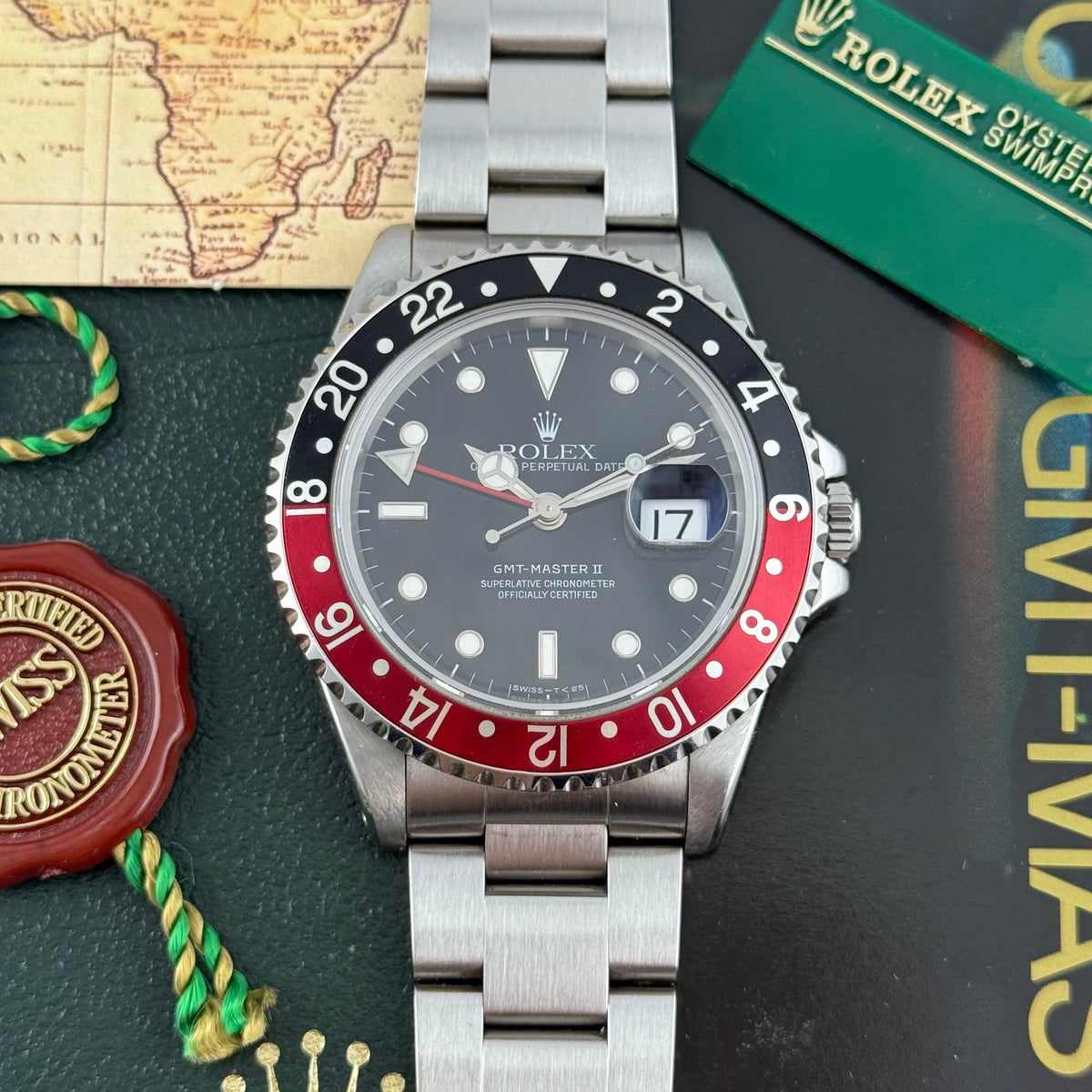 1993 Rolex GMT Master II ‘coke’ men’s steel wrist watch FULL COLLECTORS SET