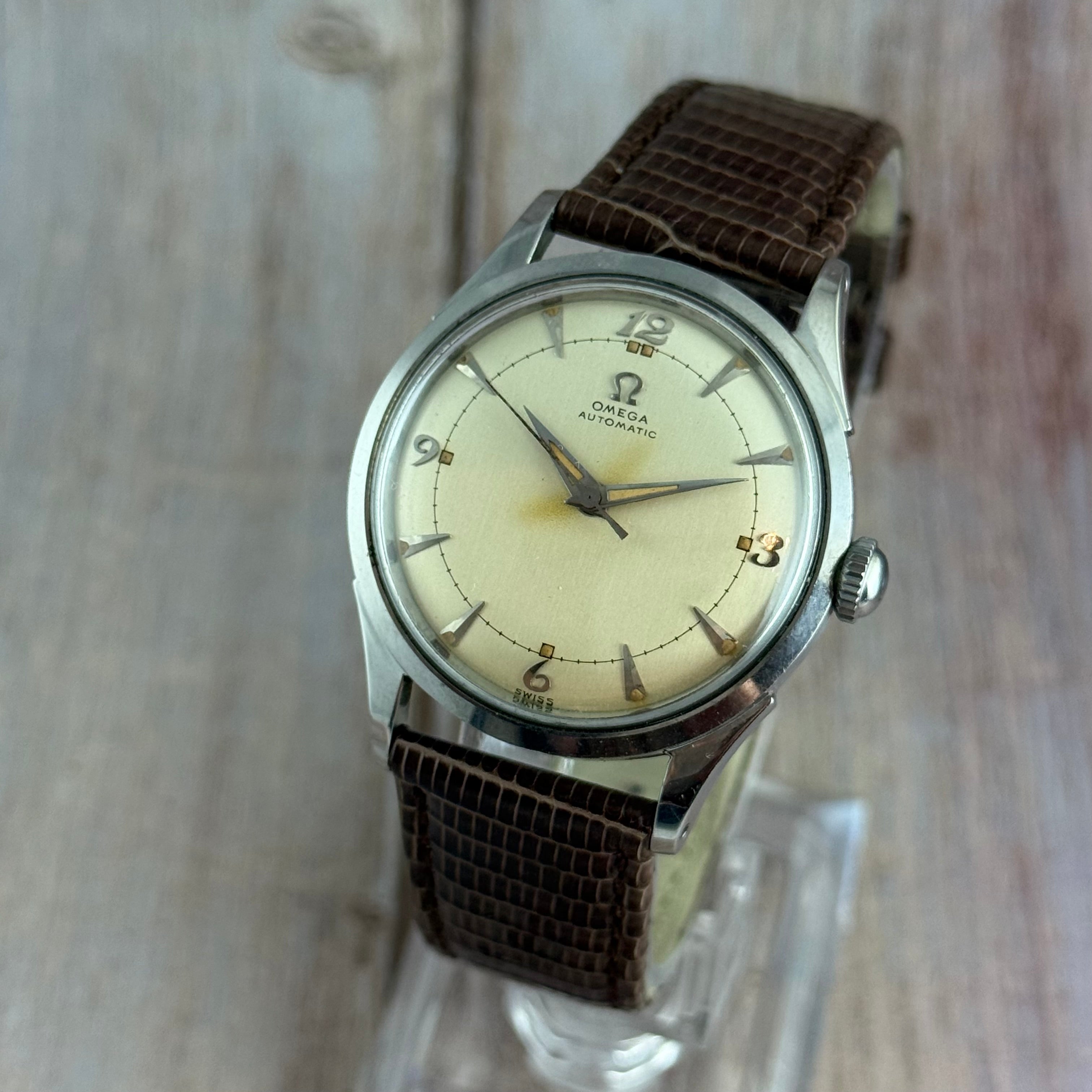 1950 Omega bumper automatic men’s Breguet dial wrist watch 33mm (2635-5)