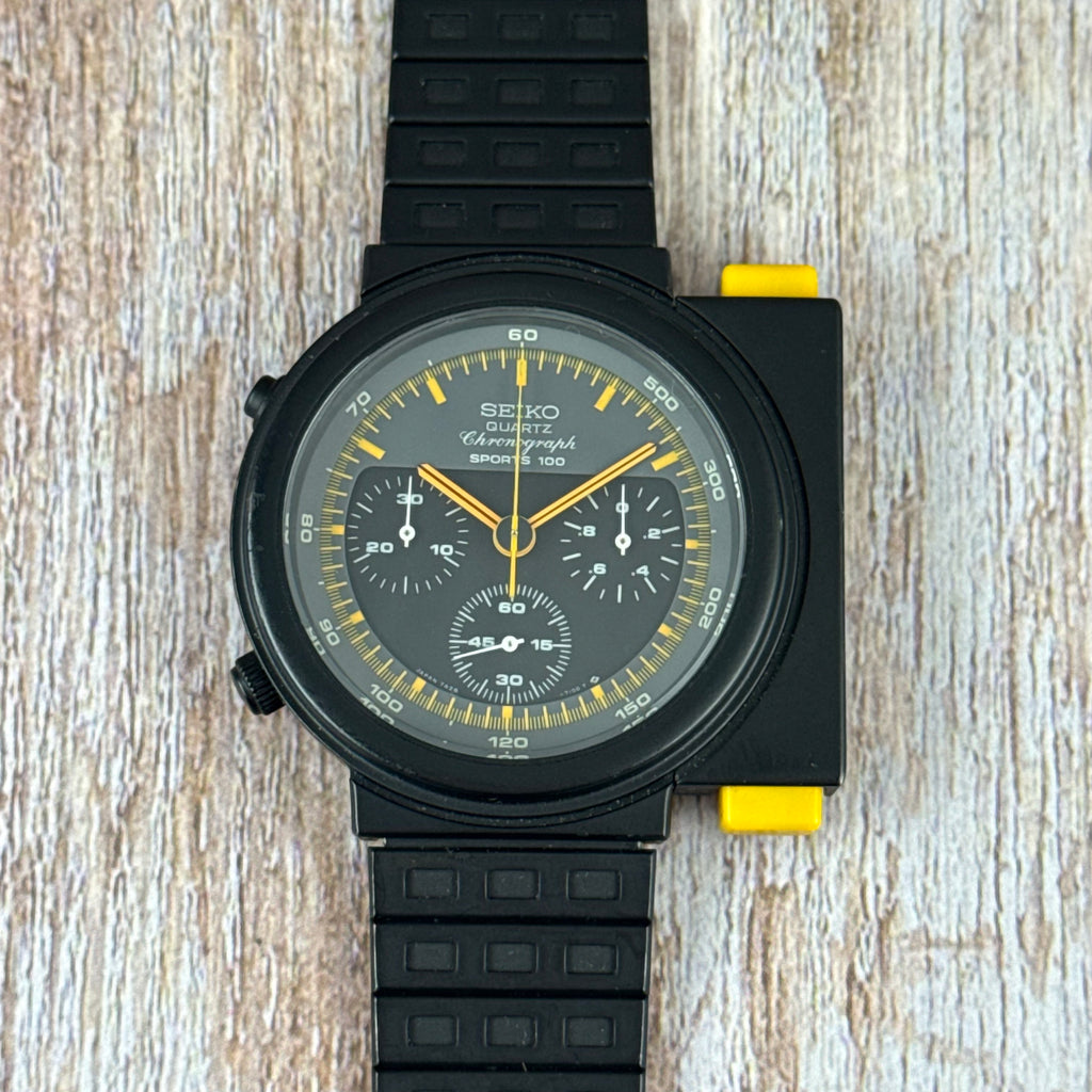 1980s Seiko Aliens movie “Ripley” Quartz Chronograph Watch Giorgio Giugiaro PVD (7A28-7009)