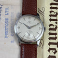 1958 Omega gentlemen’s steel wrist watch manual wind 34mm with papers ref (13332)