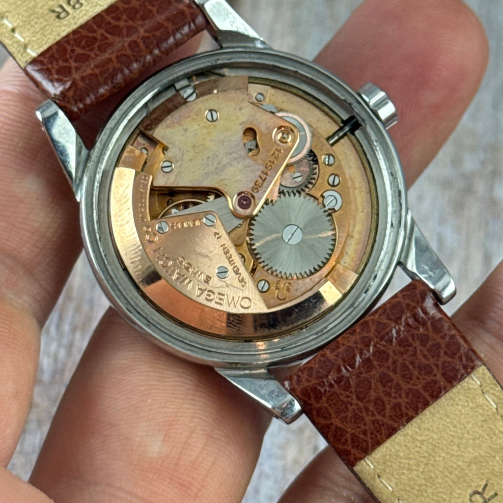 1950 Omega Seamaster “bumper” automatic breguet numerals men’s watch 35mm