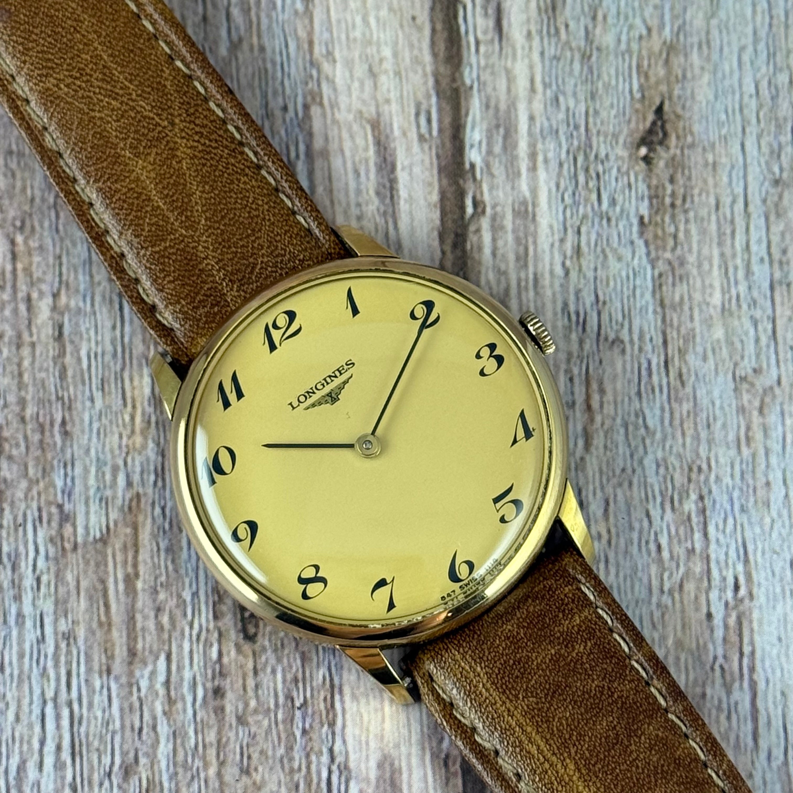 Vintage Longines Breguet Dial Men’s Manual Wind Watch 34mm Gold Plated Working