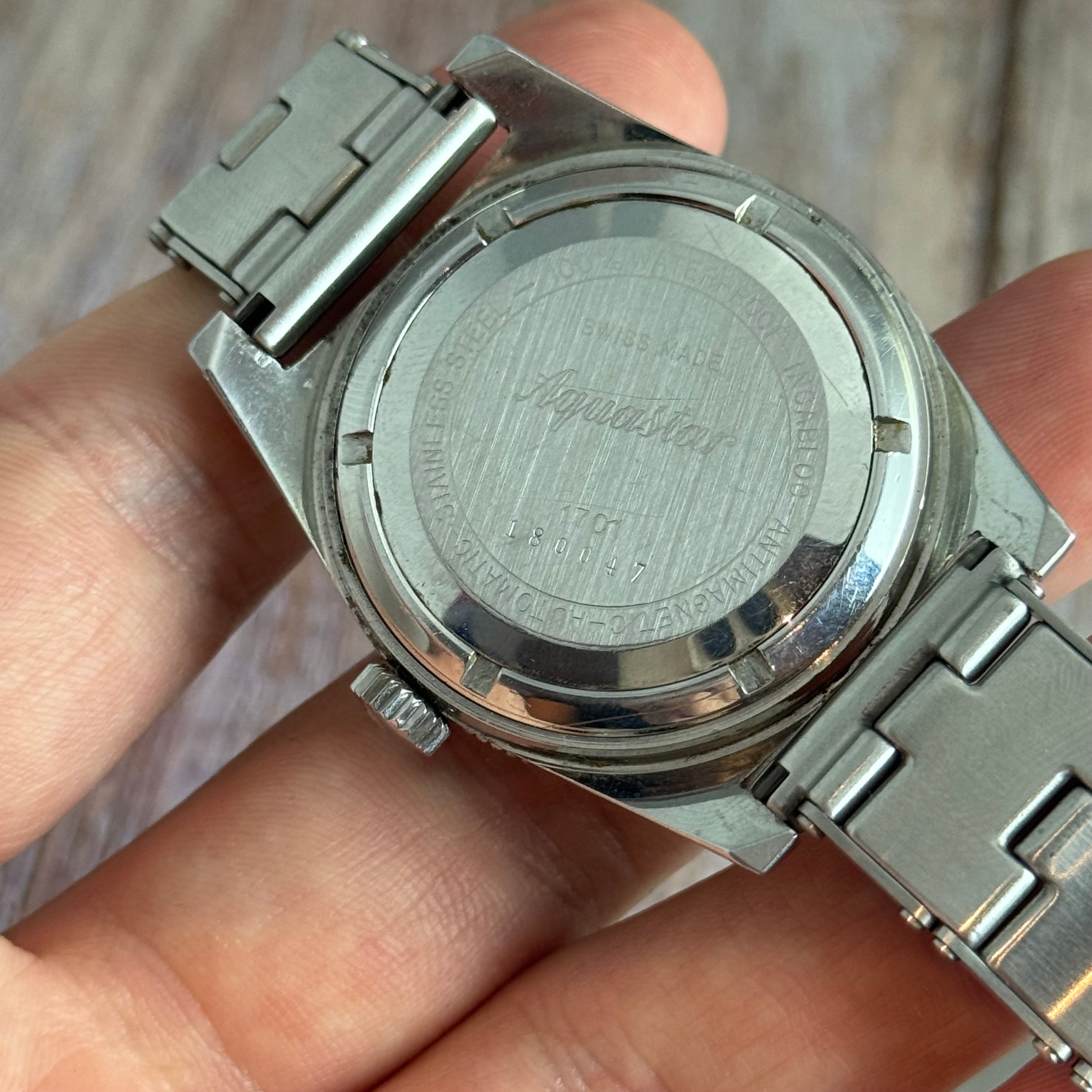 Vintage Aquastar 60 skin divers watch “tropical” patina men’s automatic watch