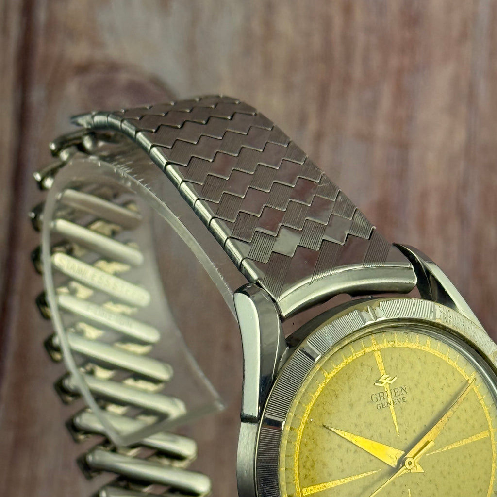 1950s Gruen Precision autowind ‘bumper’ automatic men’s wrist watch boxed 34mm