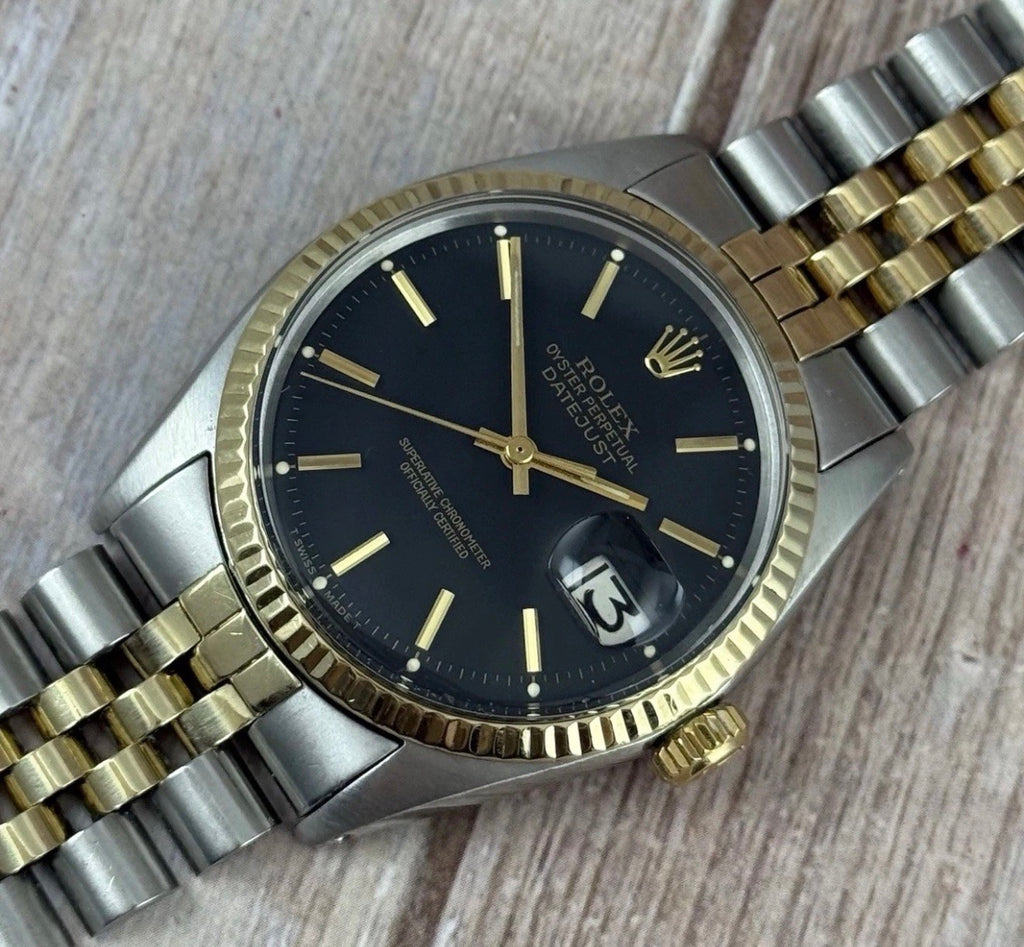 1972 Rolex Datejust 36 18k Gold & Steel 1601 Men’s watch Boxed black dial