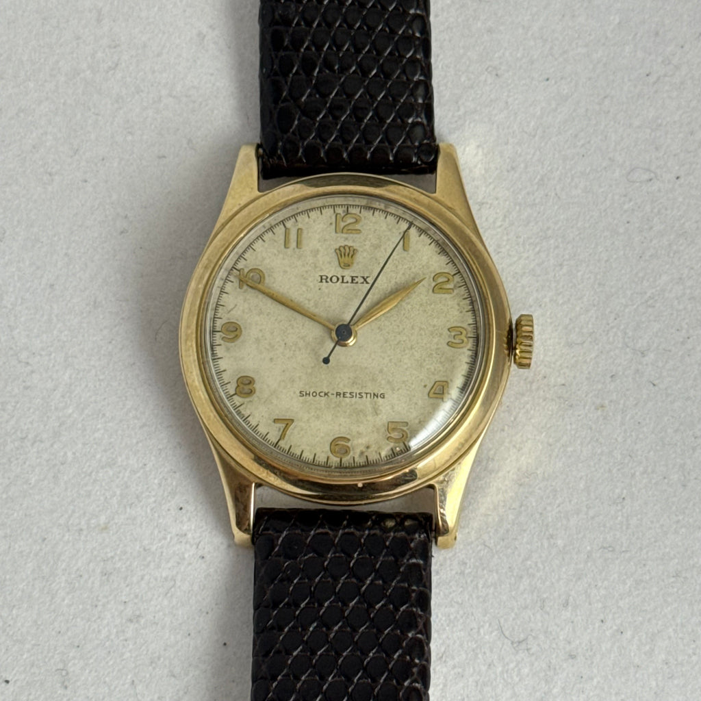 1947 Rolex 9ct gold men’s Manual wind wrist watch 30mm Arabic dial
