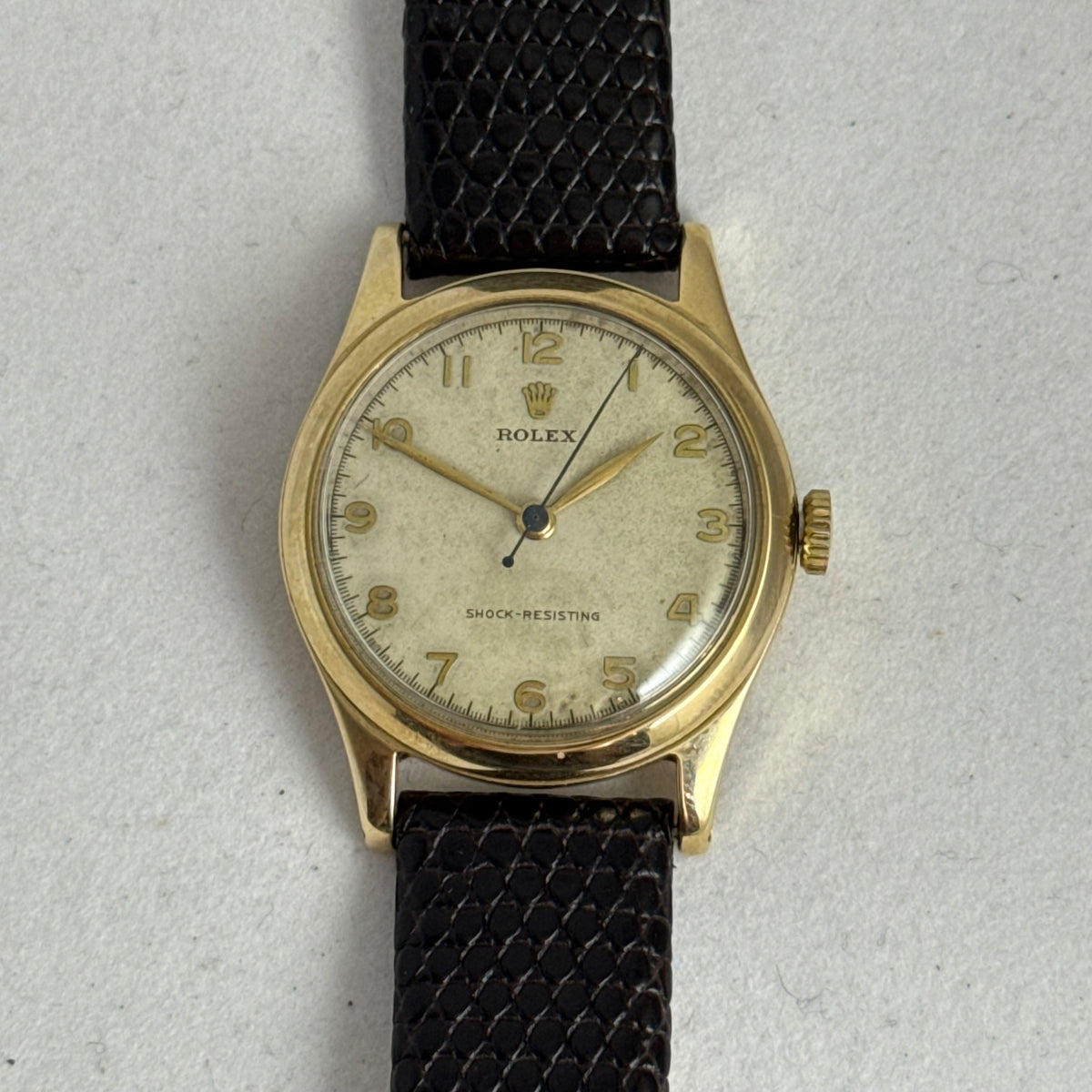 1947 Rolex 9ct gold men’s Manual wind wrist watch 30mm Arabic dial