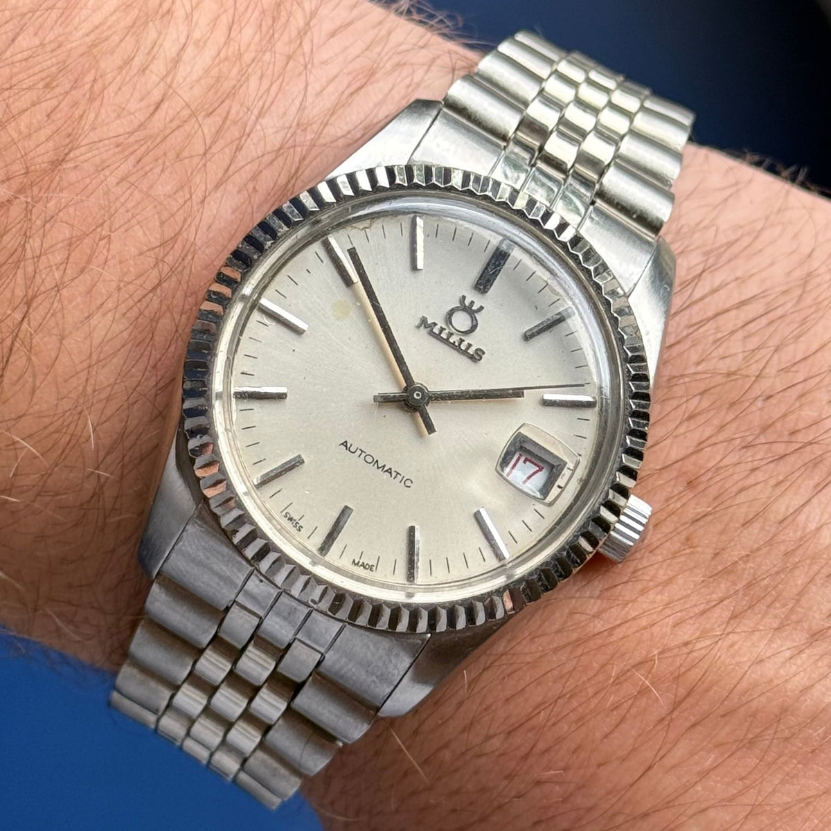 1970s Milus ‘datejust’ style men’s automatic Swiss wrist watch