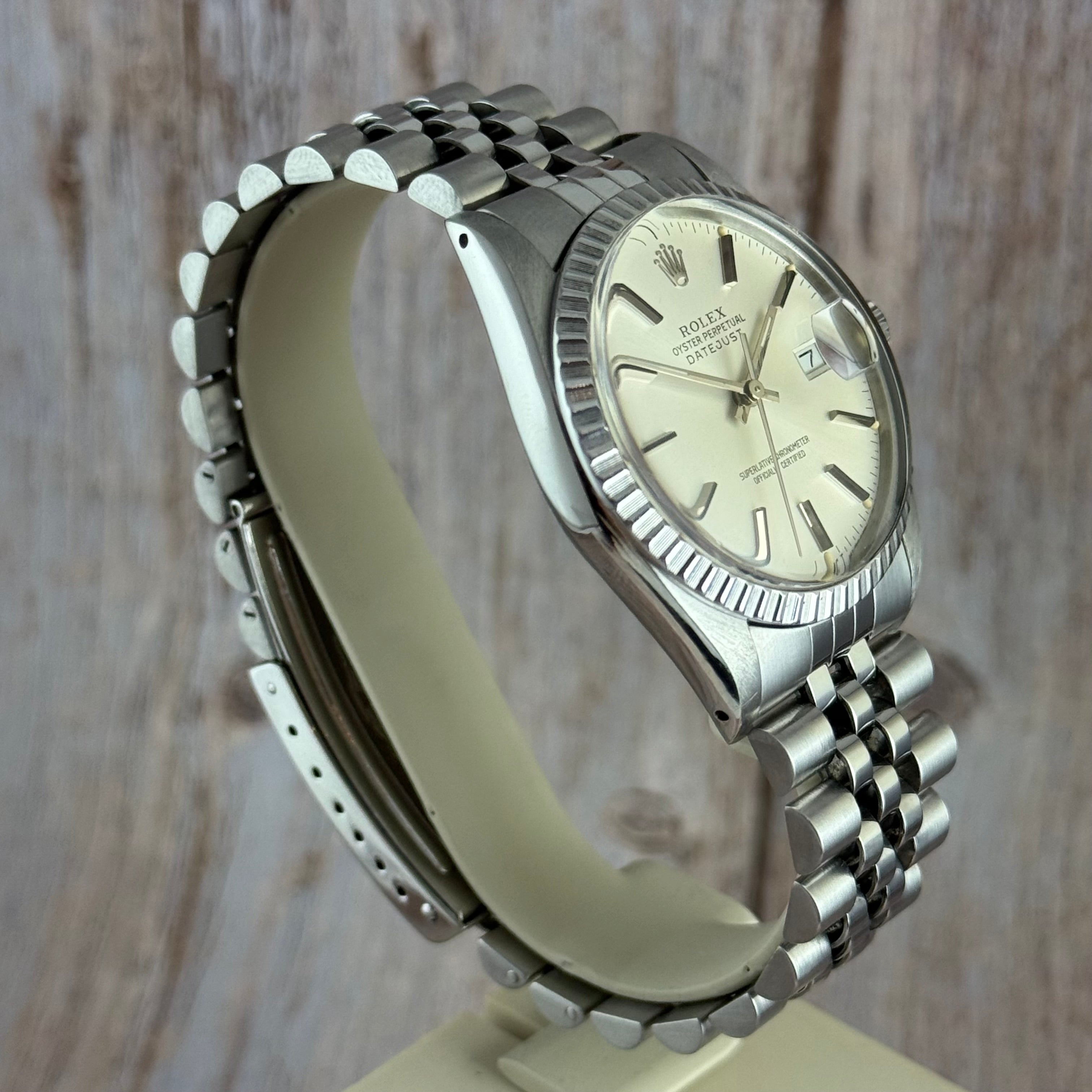 1983 Rolex Datejust 36 men’s steel wrist watch w box and papers (16030)