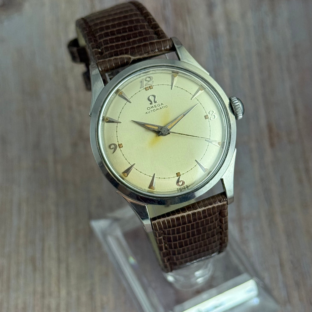 1950 Omega bumper automatic men’s Breguet dial wrist watch 33mm (2635-5)