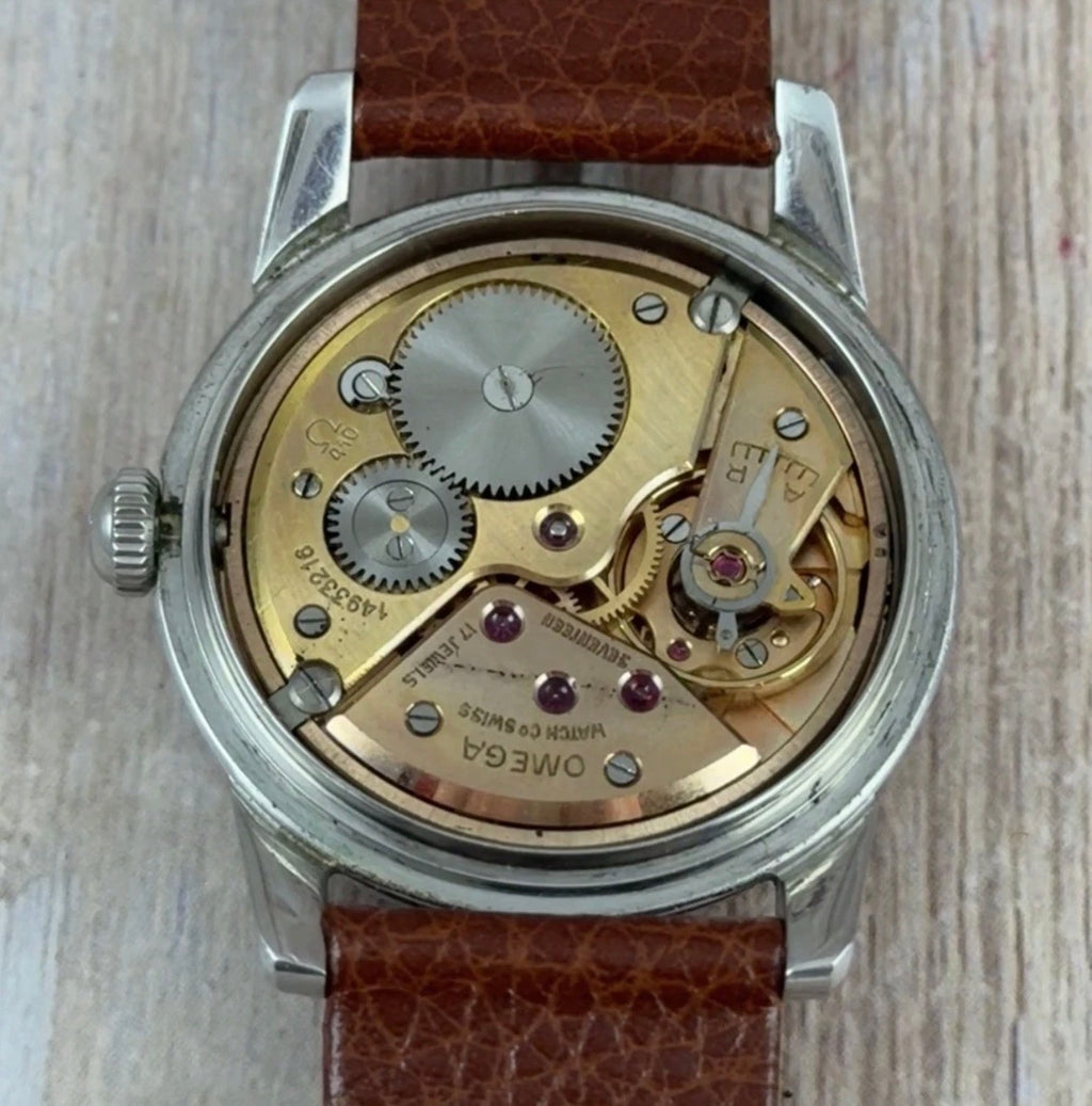 1954 Omega Seamaster Men’s Steel Watch ‘pumpkin’ Patina 34mm Vintage Manual