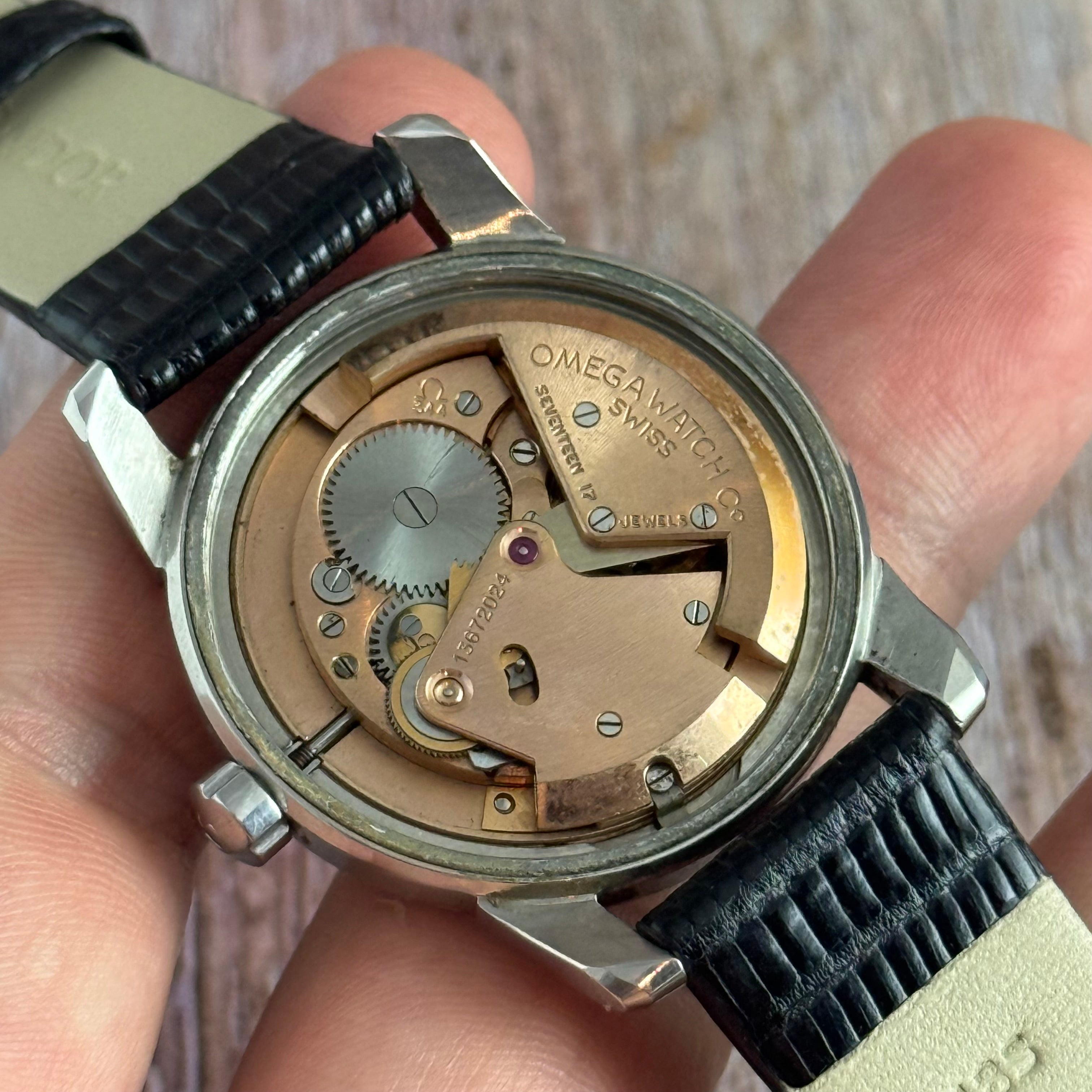 1952 Omega Seamaster “bumper” automatic breguet numerals men’s watch 35mm