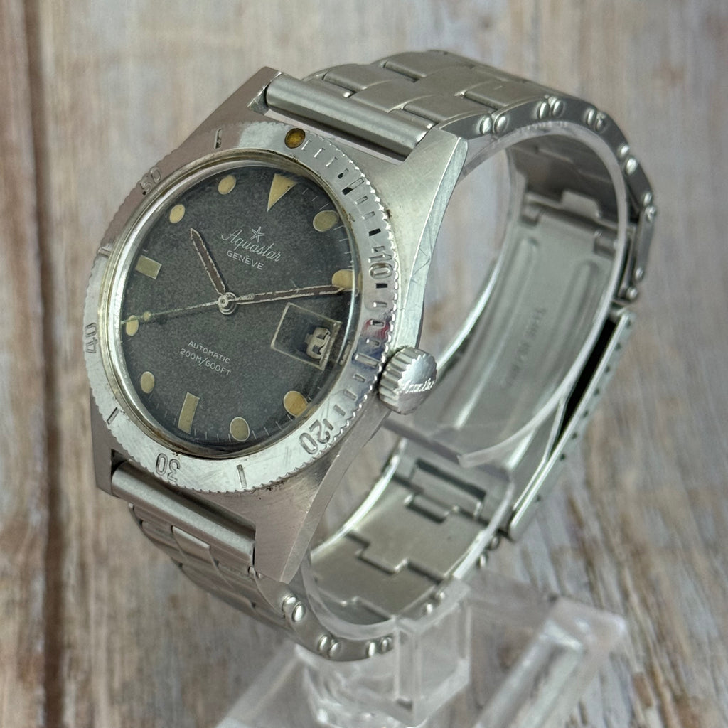 Vintage Aquastar 60 skin divers watch “tropical” patina men’s automatic watch